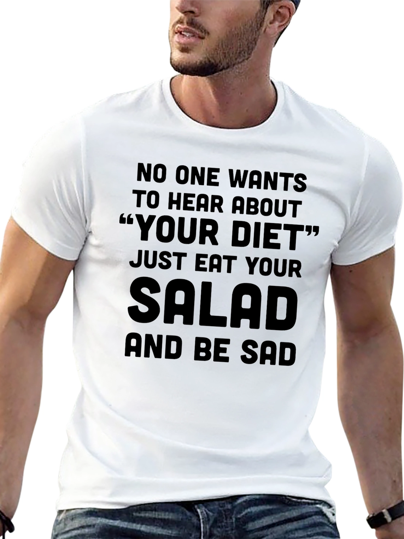 Black Eat Your Salad T-Shirt Funny Diet Tee view 13