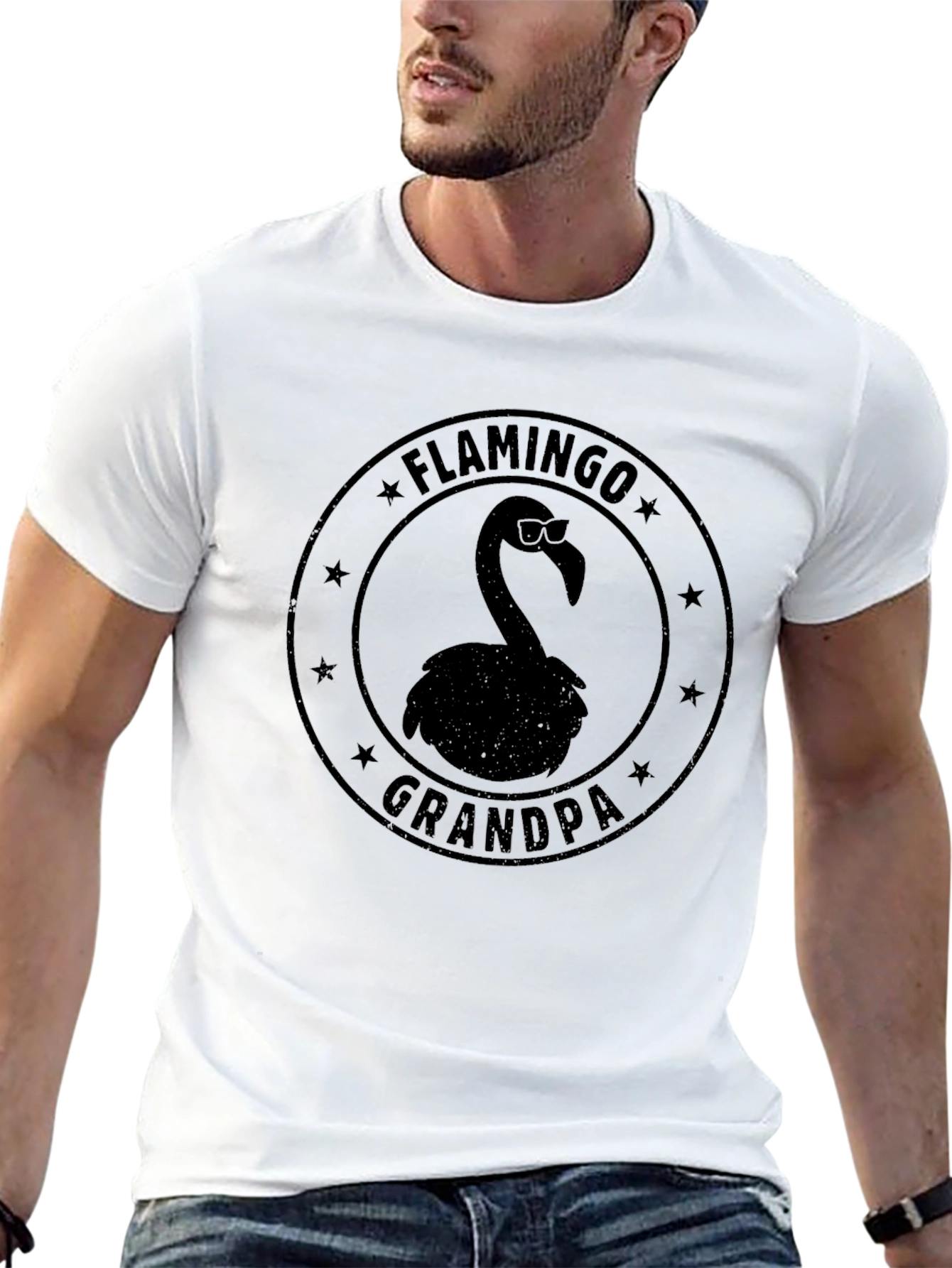 Black Flamingo Grandpa T-Shirt - Men's Black Tee view 13