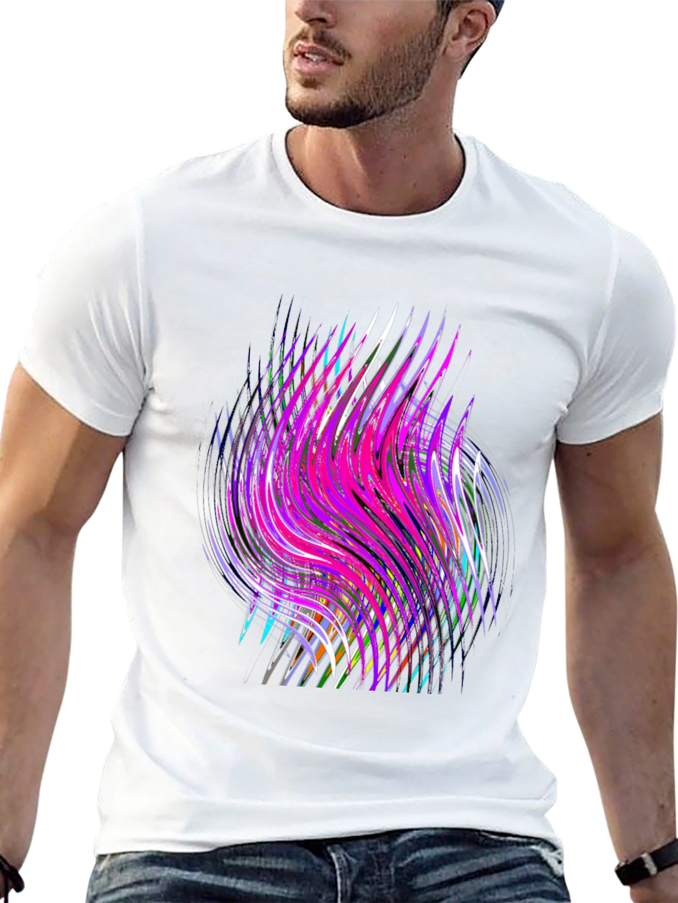 Black Abstract Swirl Graphic Black T-Shirt view 13