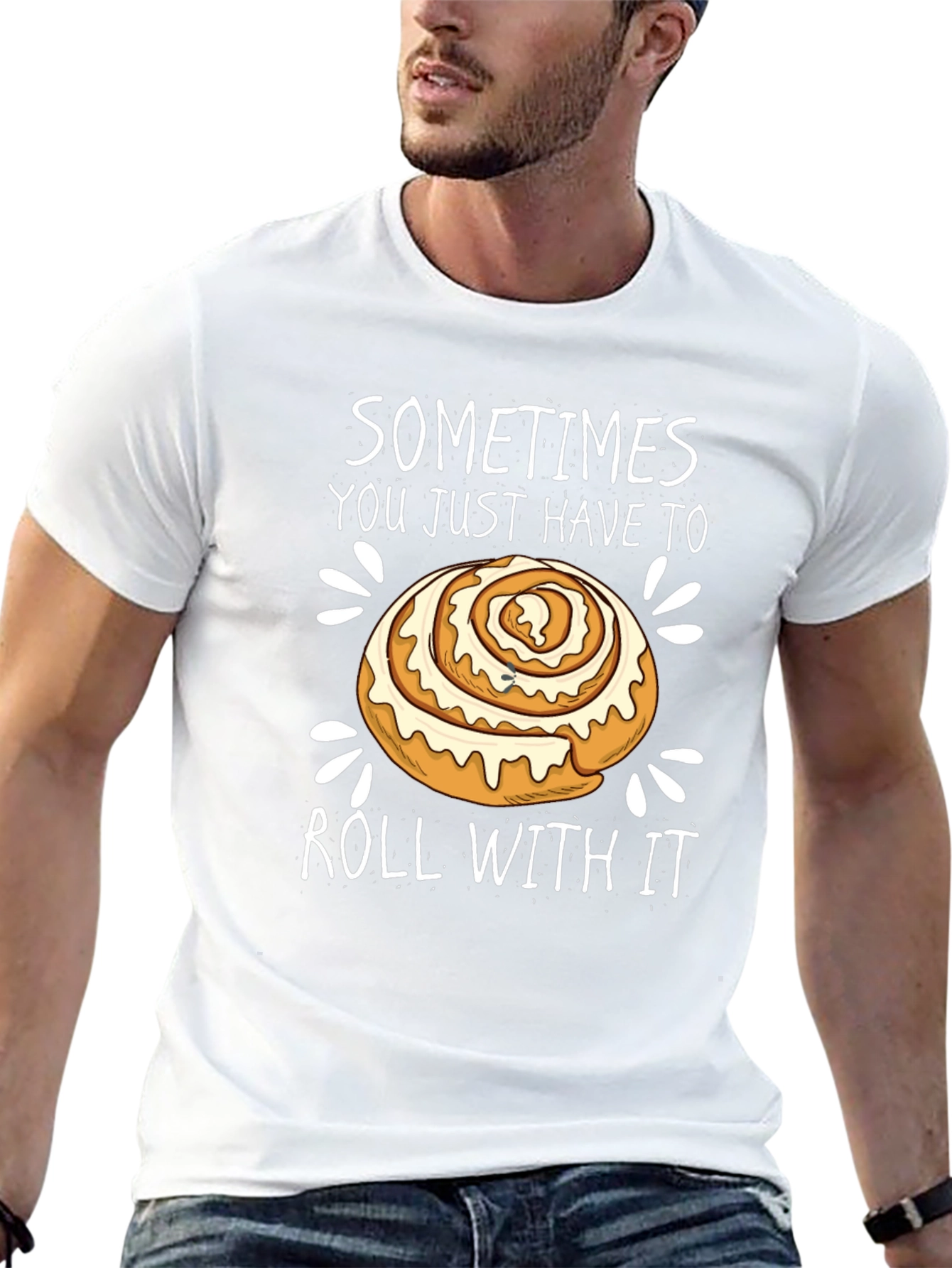 Black Funny Cinnamon Roll T-Shirt - Roll With It! view 13