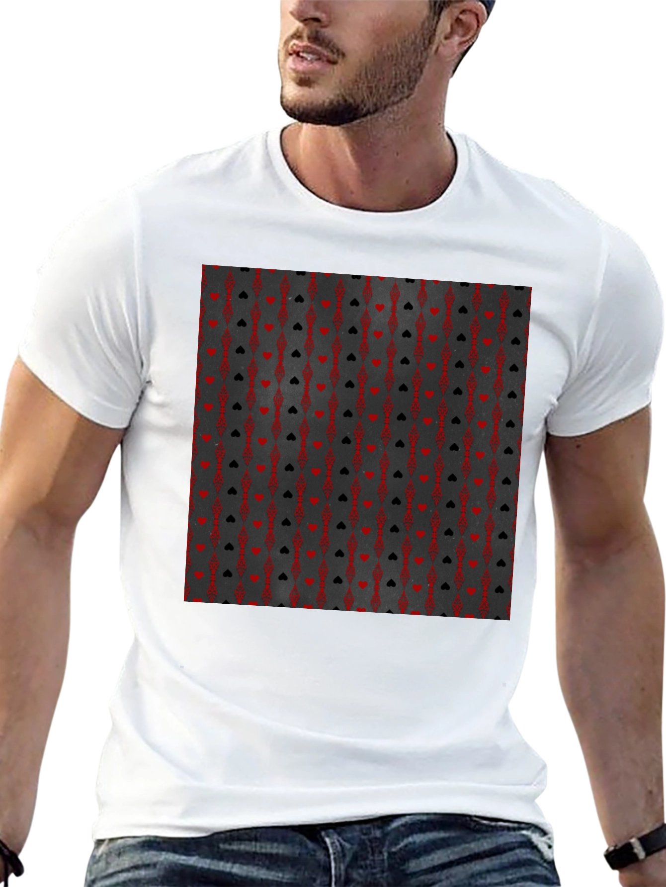 Black Playing Card Suit Pattern T-Shirt - Black view 13