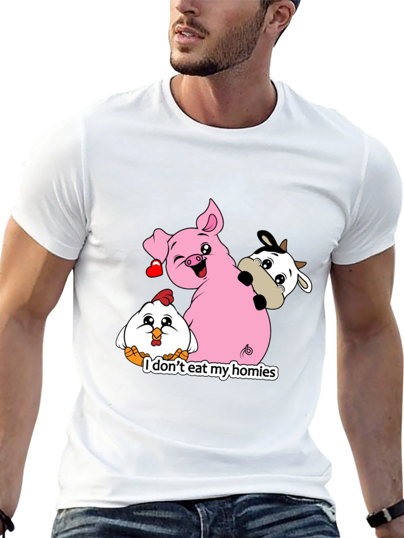 Black Vegan Animal Homies T-Shirt view 13
