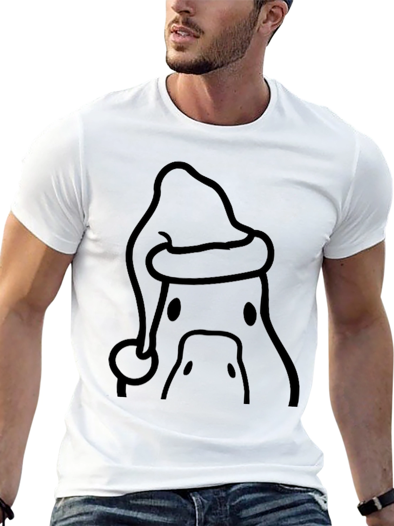 Black Festive Duck Santa Hat T-Shirt view 13