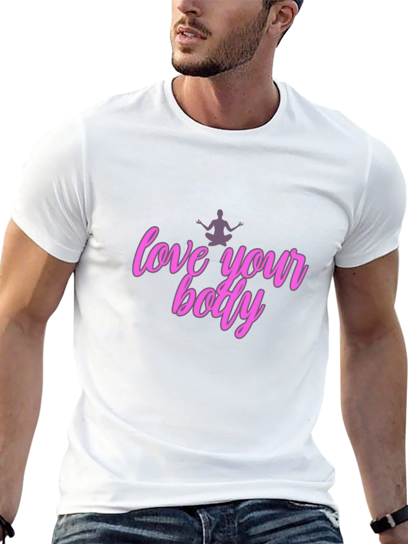 Black Love Your Body T-Shirt - Black Unisex view 13