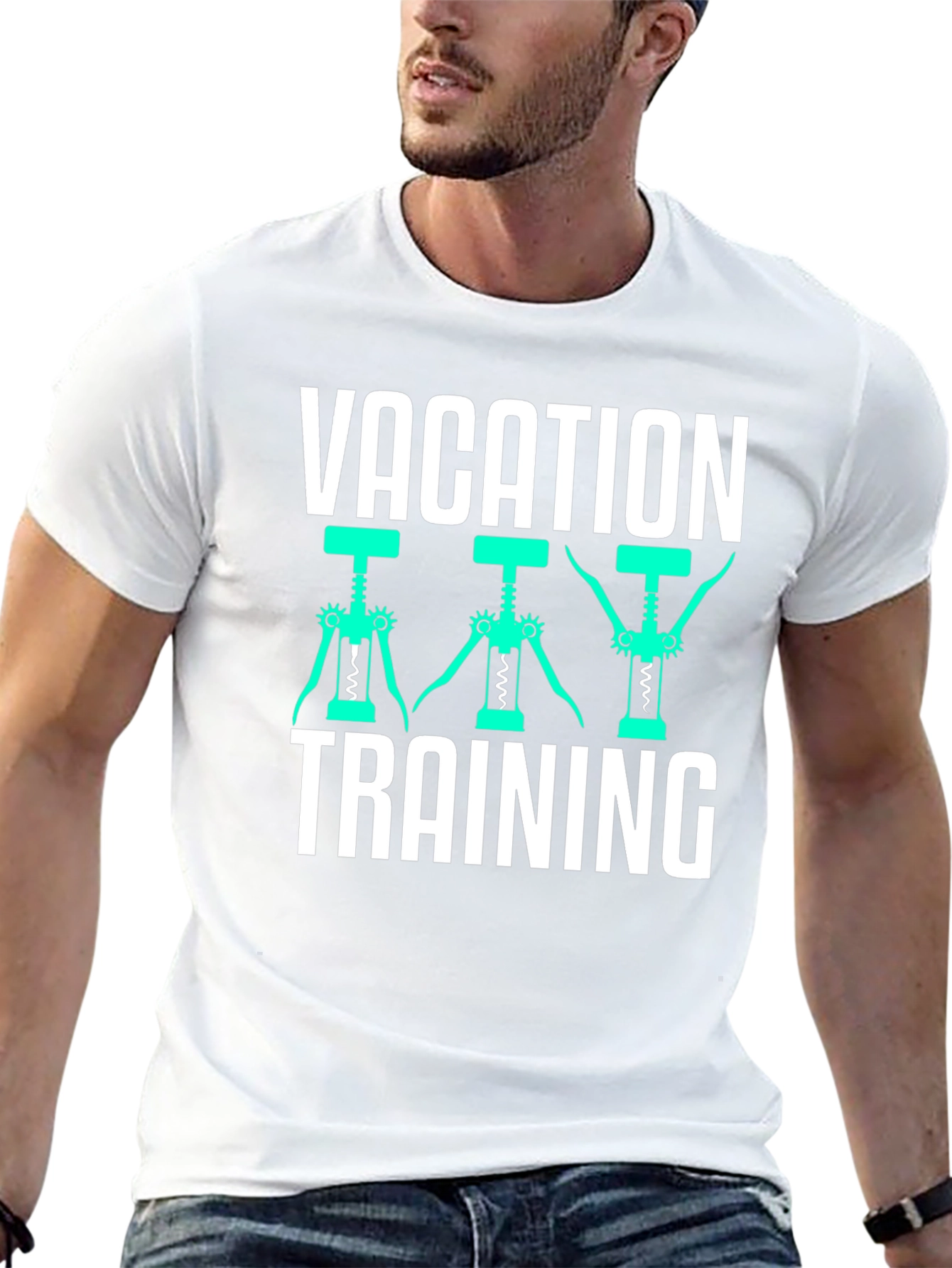 Black Vacation Training Wine Opener T-Shirt view 13
