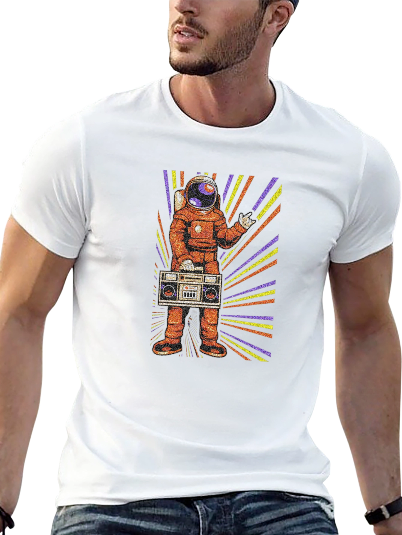 Black Astronaut Boombox Graphic T-Shirt view 13