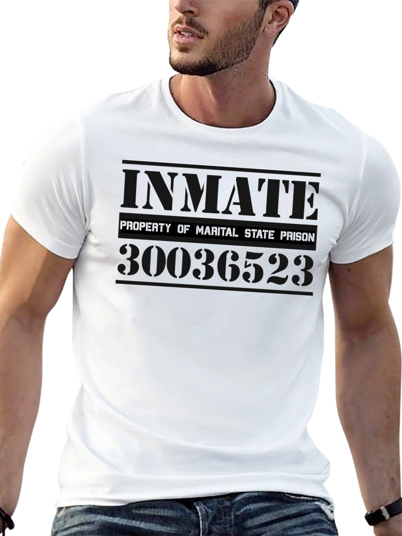 Black Marital State Prison 2023 Novelty Graphic T-Shirt view 13