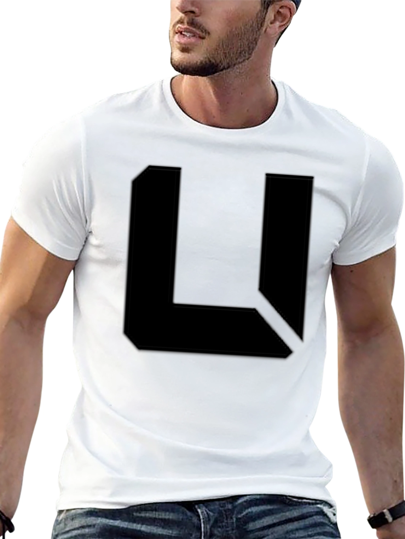 Black Abstract L Graphic Black T-Shirt view 13