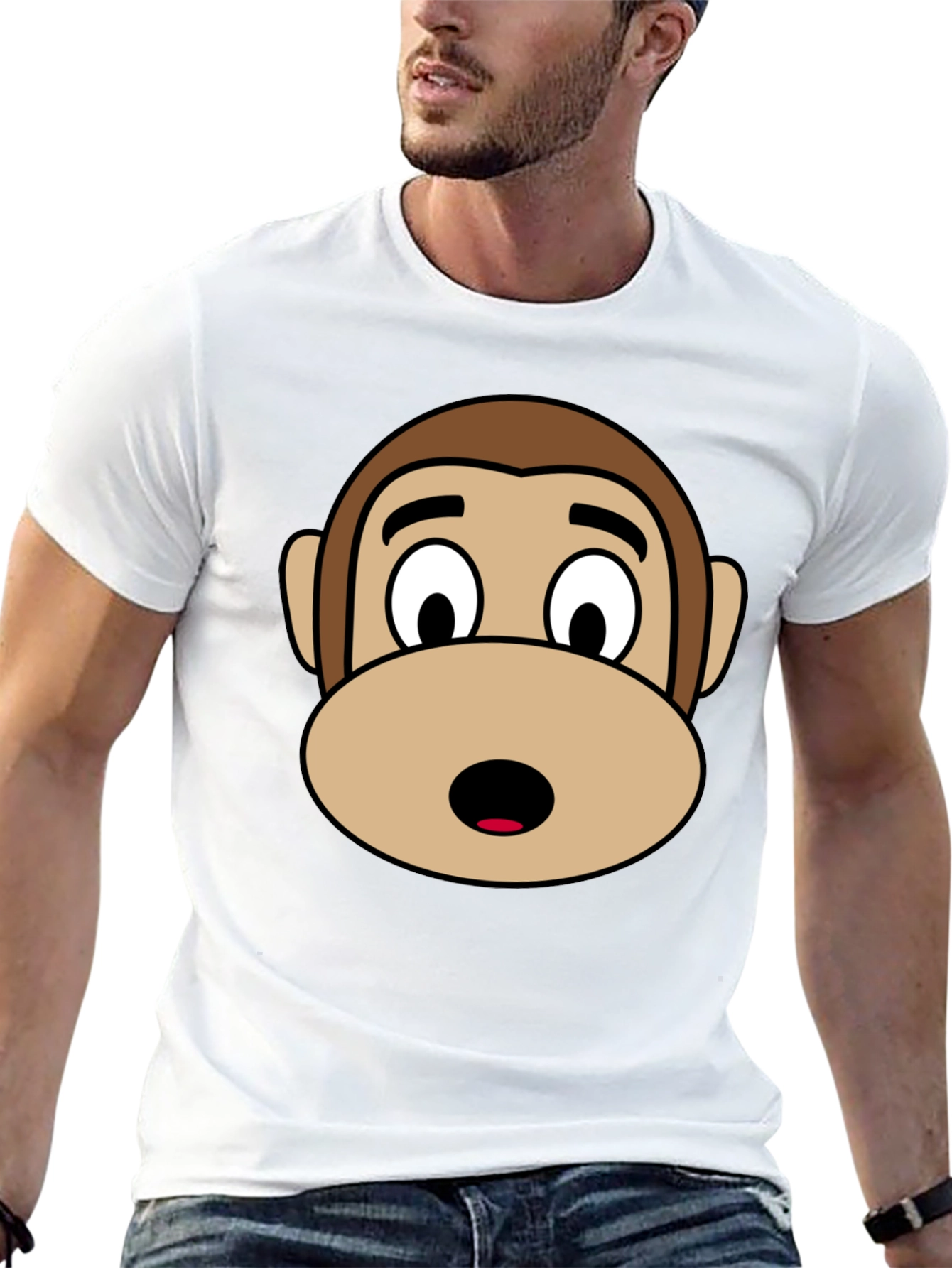 Black Monkey Face Graphic Tee - Black Unisex T-Shirt view 13