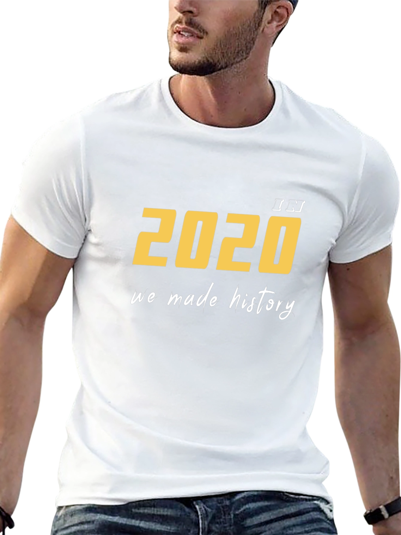 Black 2020 History Tee - Unisex Black Cotton T-Shirt view 13