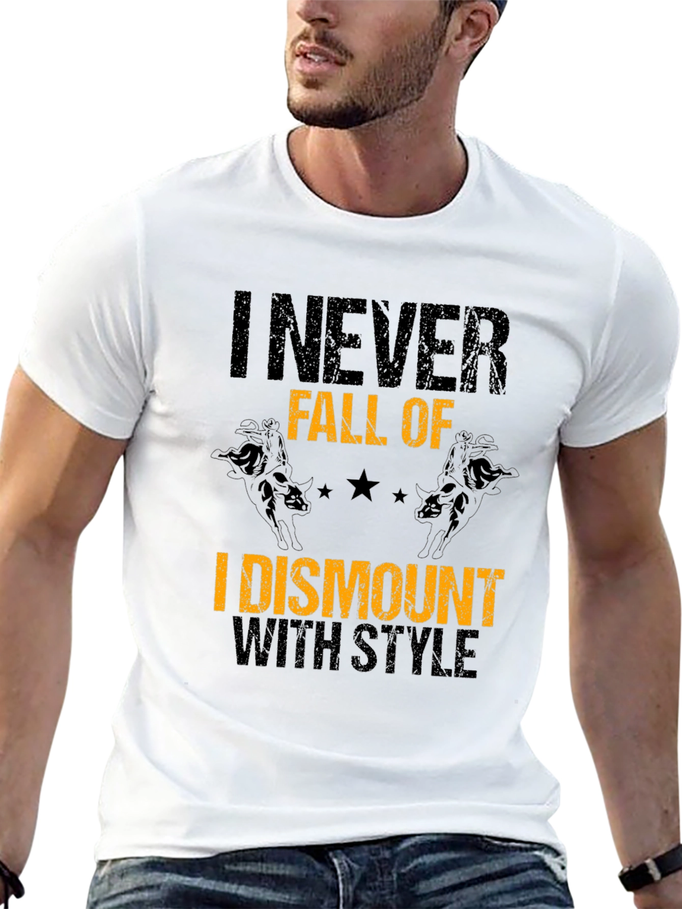 Black I Dismount with Style T-Shirt - Rodeo Bull Riding Tee view 13