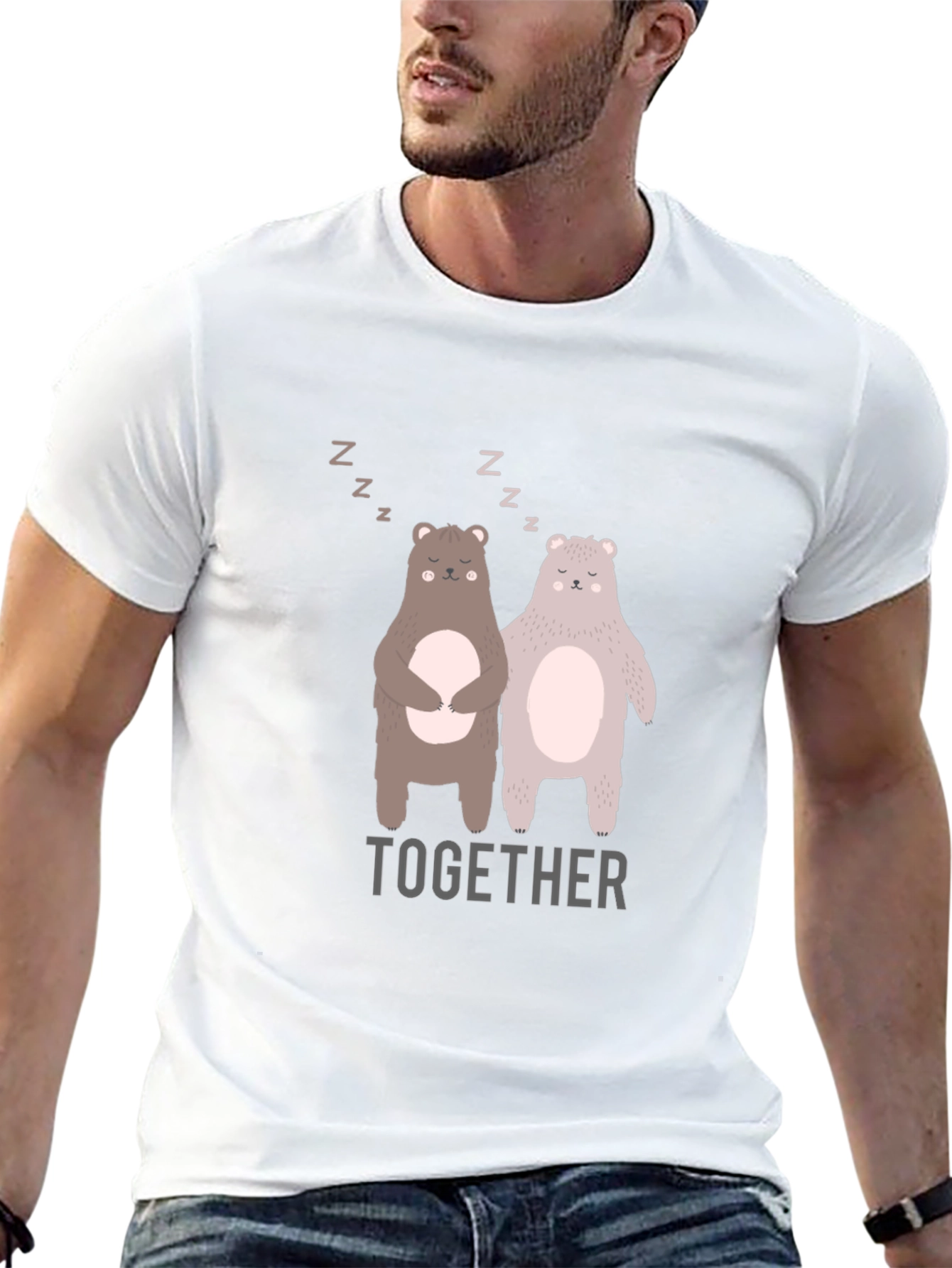 Black Bear Together Graphic Tee - Black Cotton Blend view 13