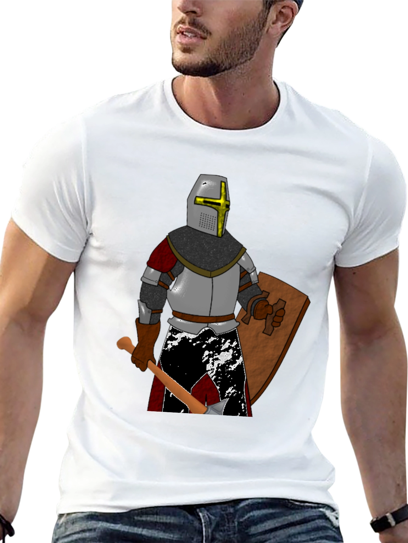 Black Crusader Knight Graphic T-Shirt view 13