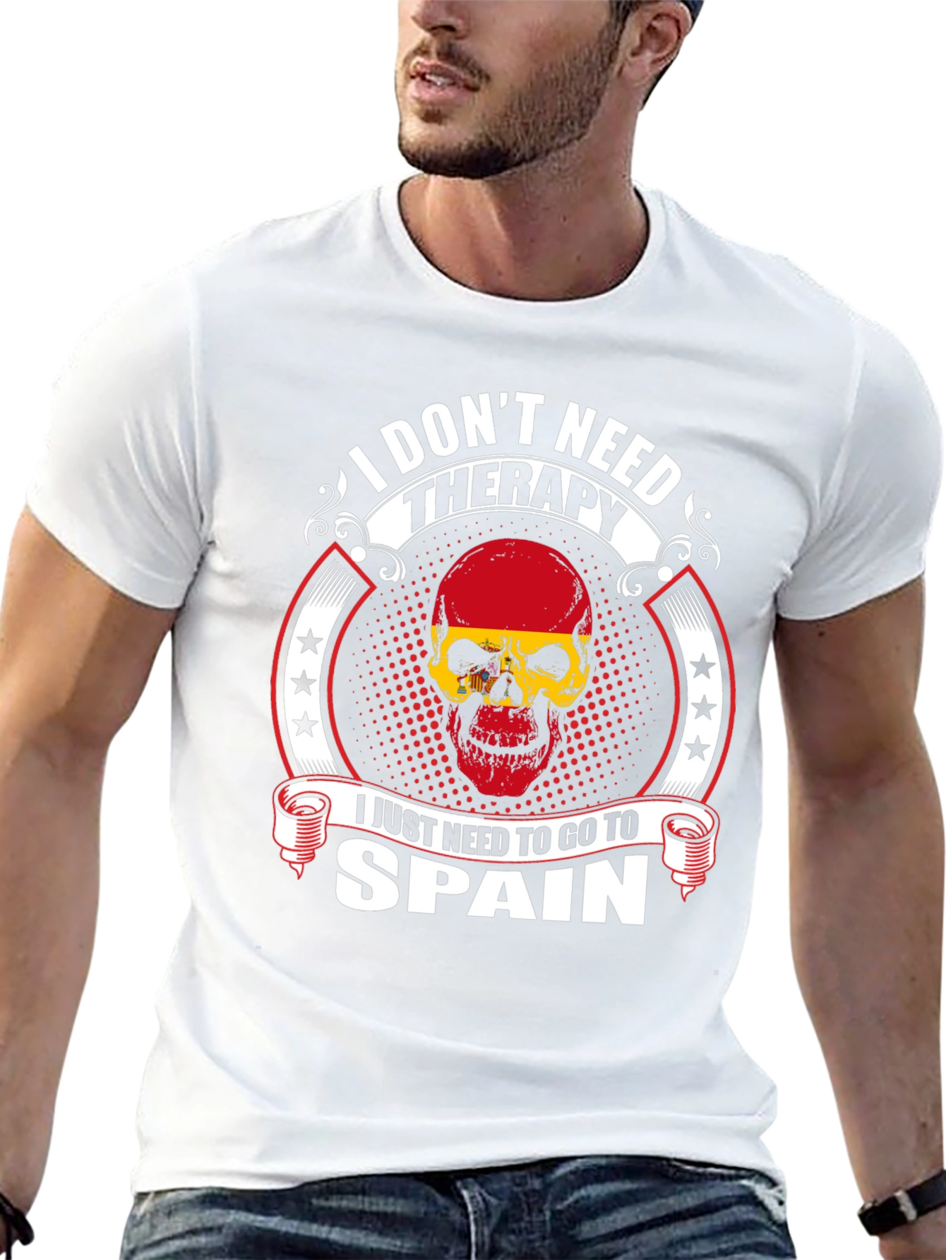 Spain Therapy Skull Graphic T-Shirt - 13