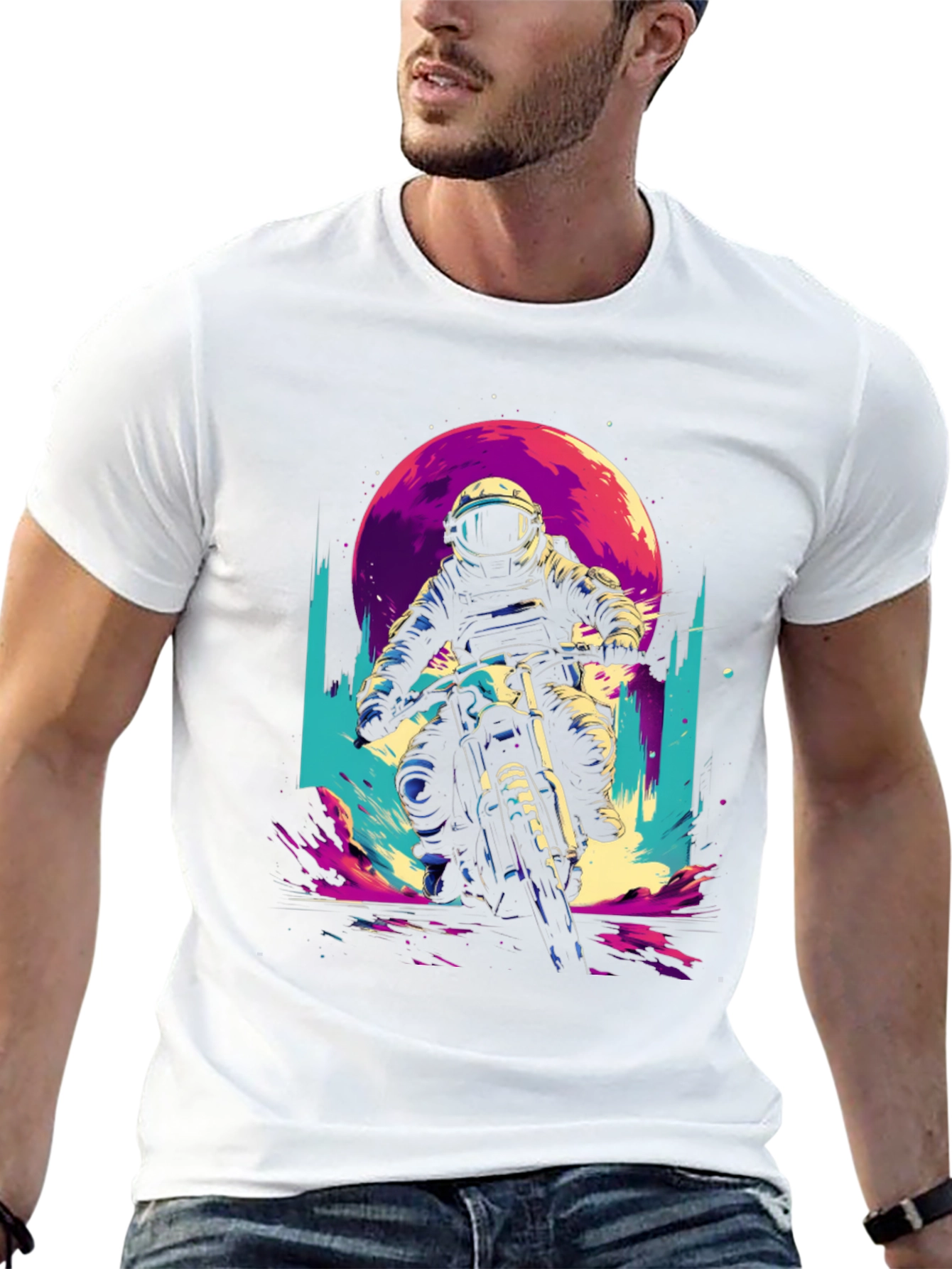 Black Retro Space Rider T-Shirt - Adventure Awaits! view 13