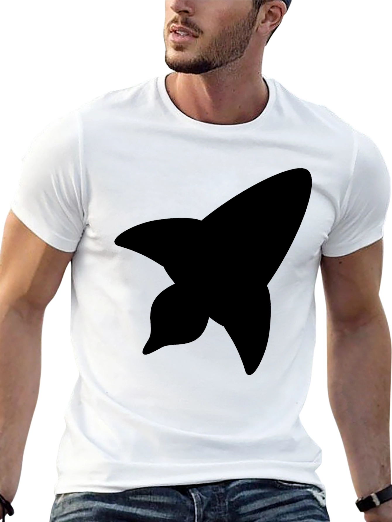 Black Men's Black Rocket Graphic Tee - Casual Short Sleeve Shirt view 13