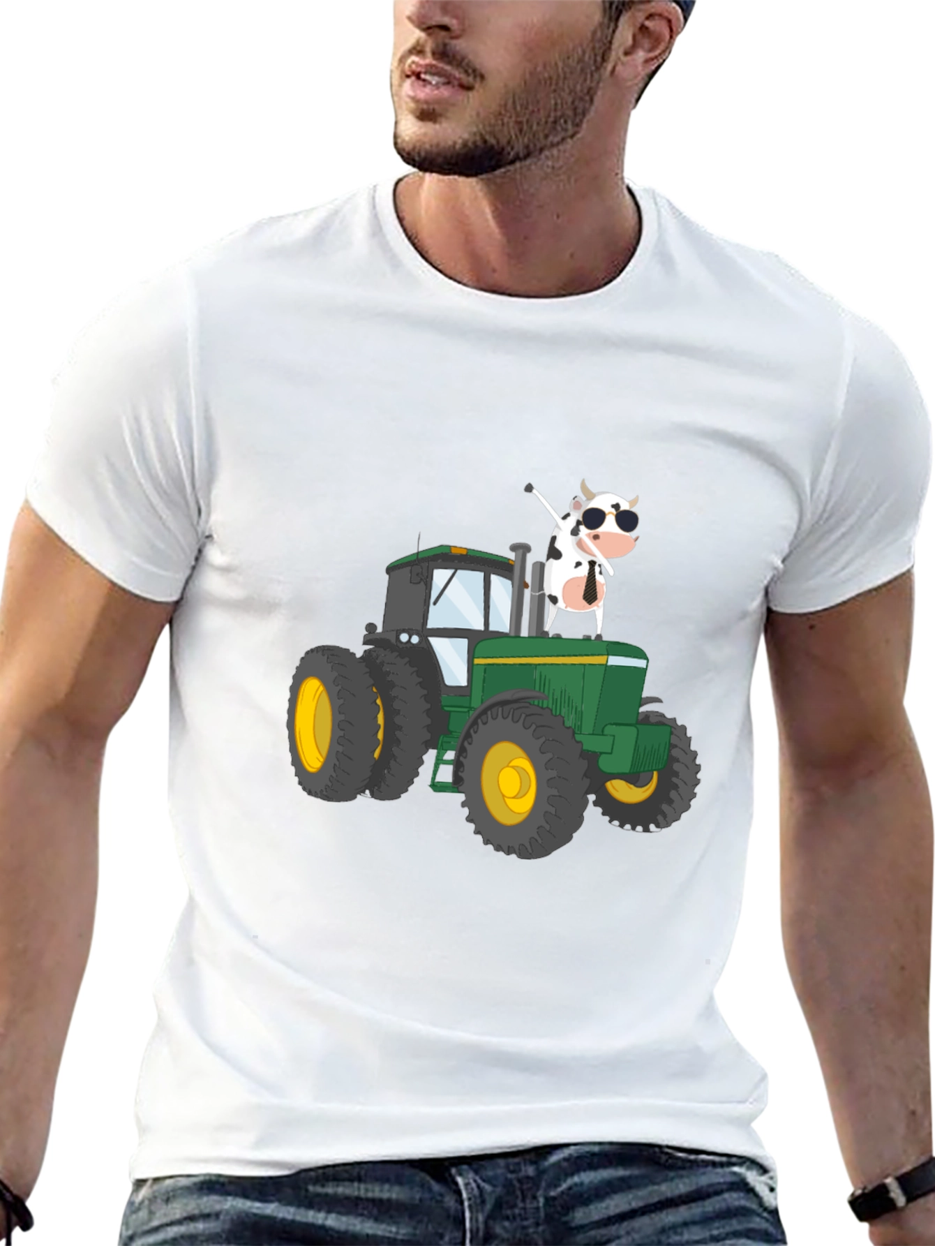 Black Cow on Tractor Graphic Tee - Black view 13