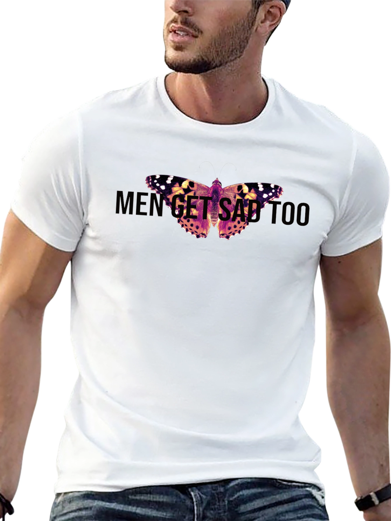 Black Men Get Sad Too Butterfly Graphic Tee view 13