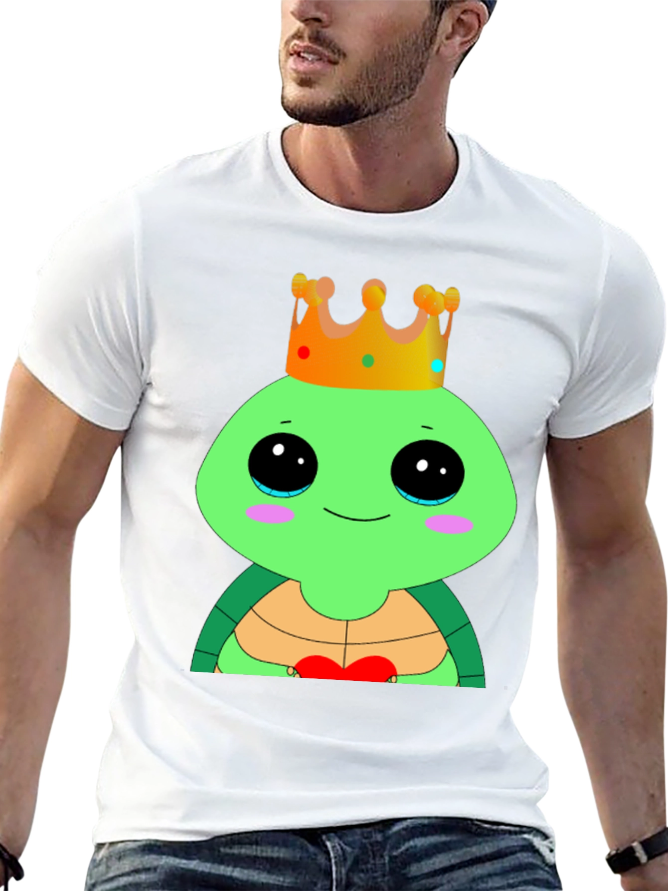 Black Cute Cartoon Turtle King T-Shirt view 13