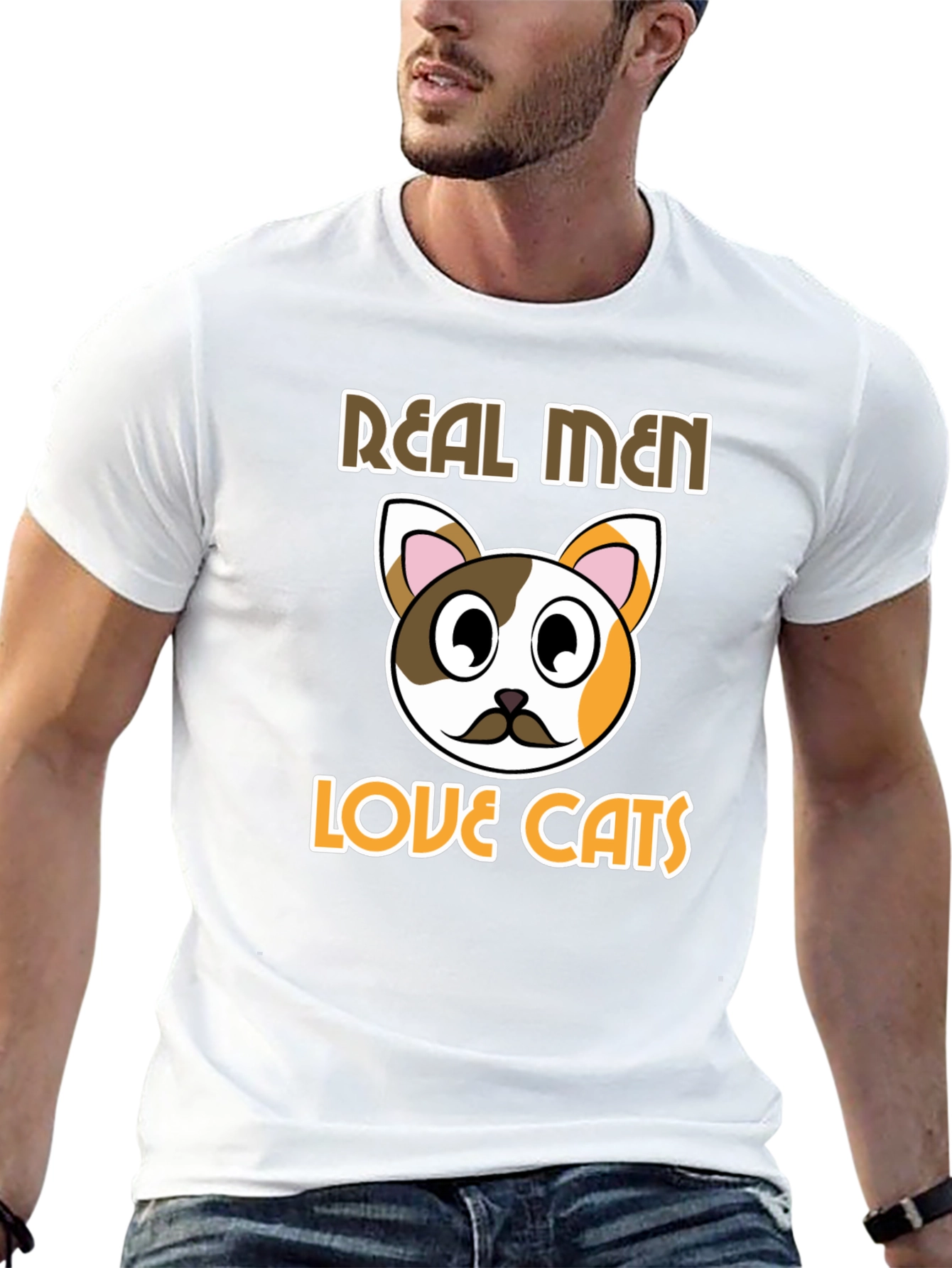 Black Real Men Love Cats T-Shirt - Novelty Graphic Tee view 13