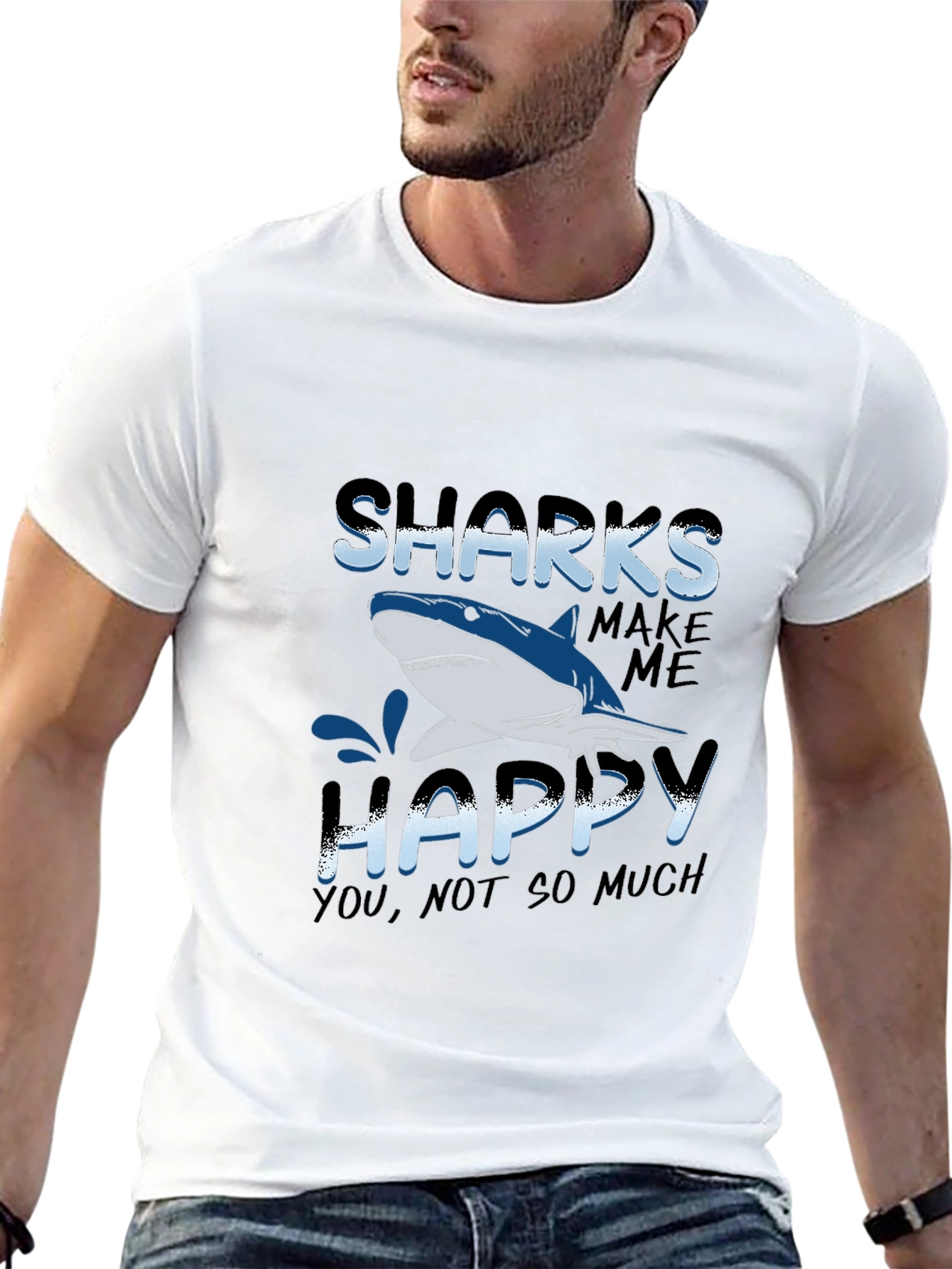 Black Sharks Make Me Happy Graphic T-Shirt view 13
