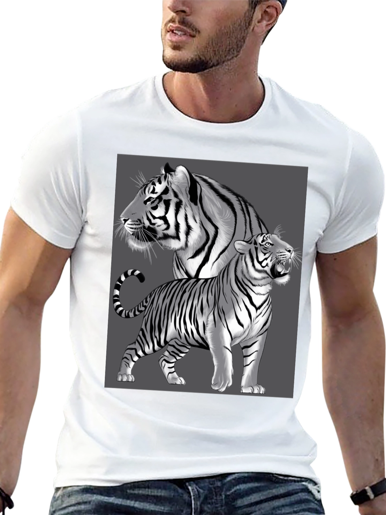 Black Tiger Graphic Tee - Black Crew Neck view 13