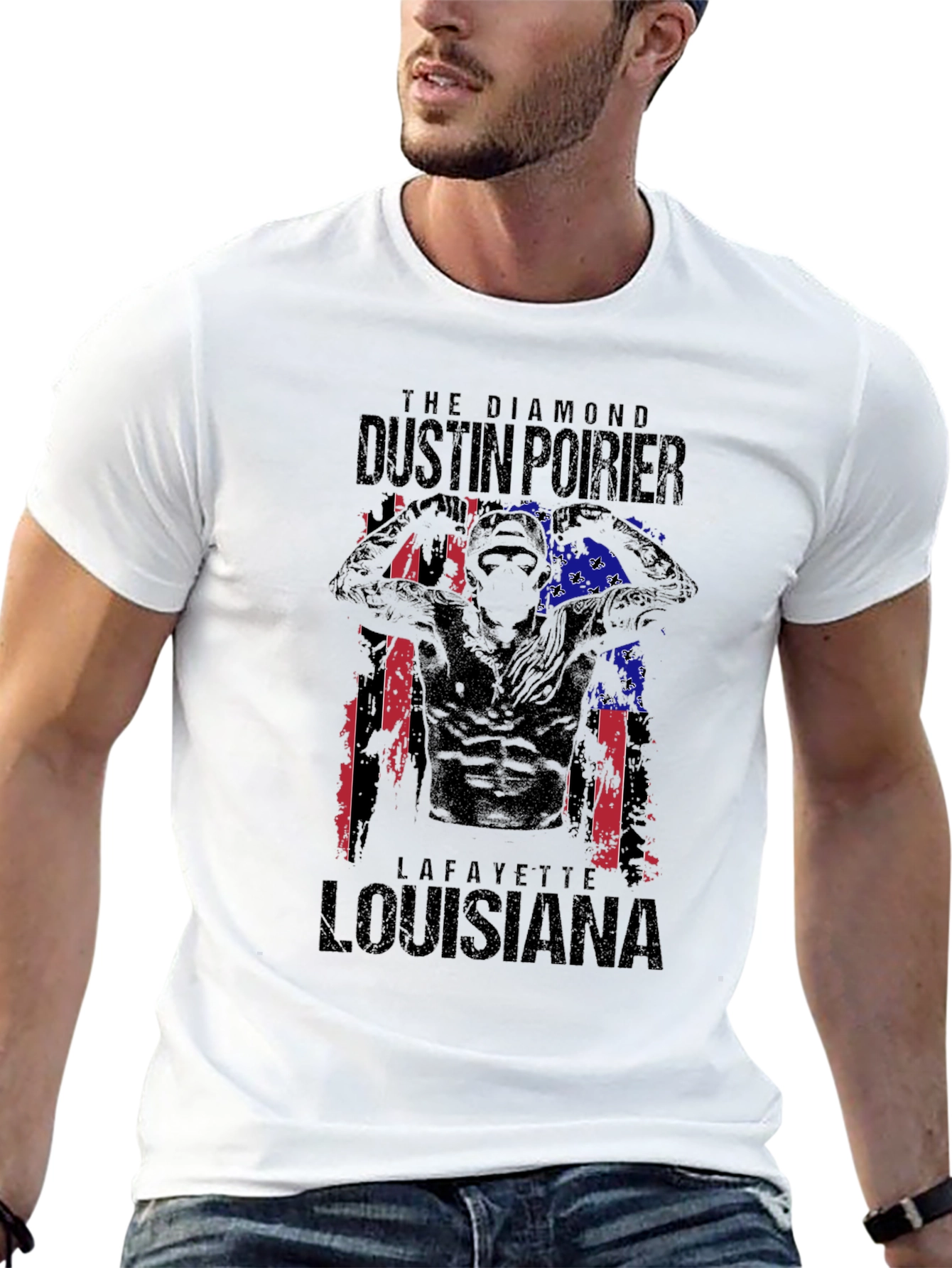 Black Dustin Poirier Lafayette Louisiana Graphic T-Shirt view 13