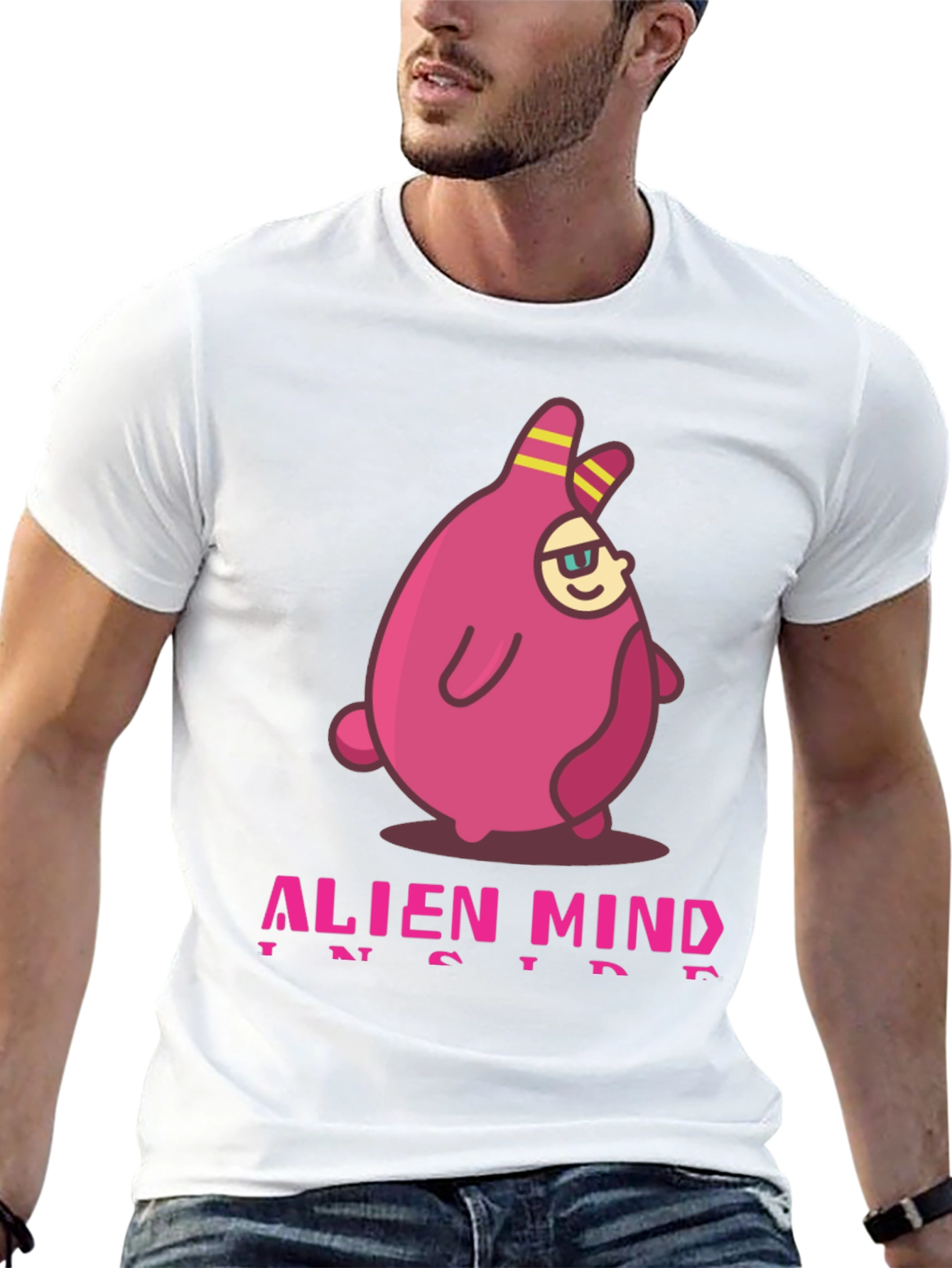 Black Alien Mind Inside Graphic Print Black T-Shirt view 13