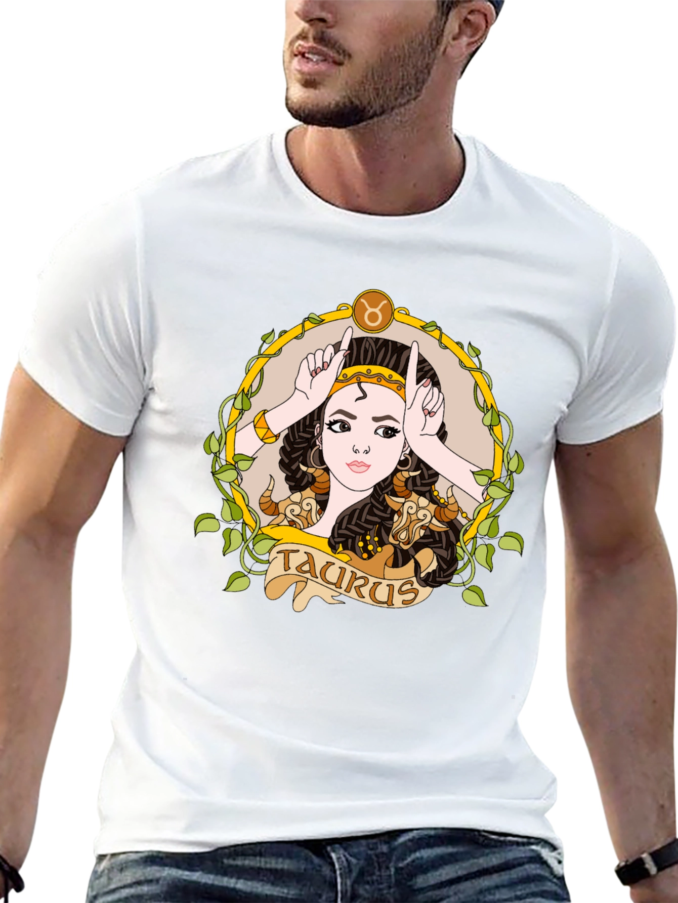 Black Taurus Zodiac Sign Graphic T-Shirt view 13