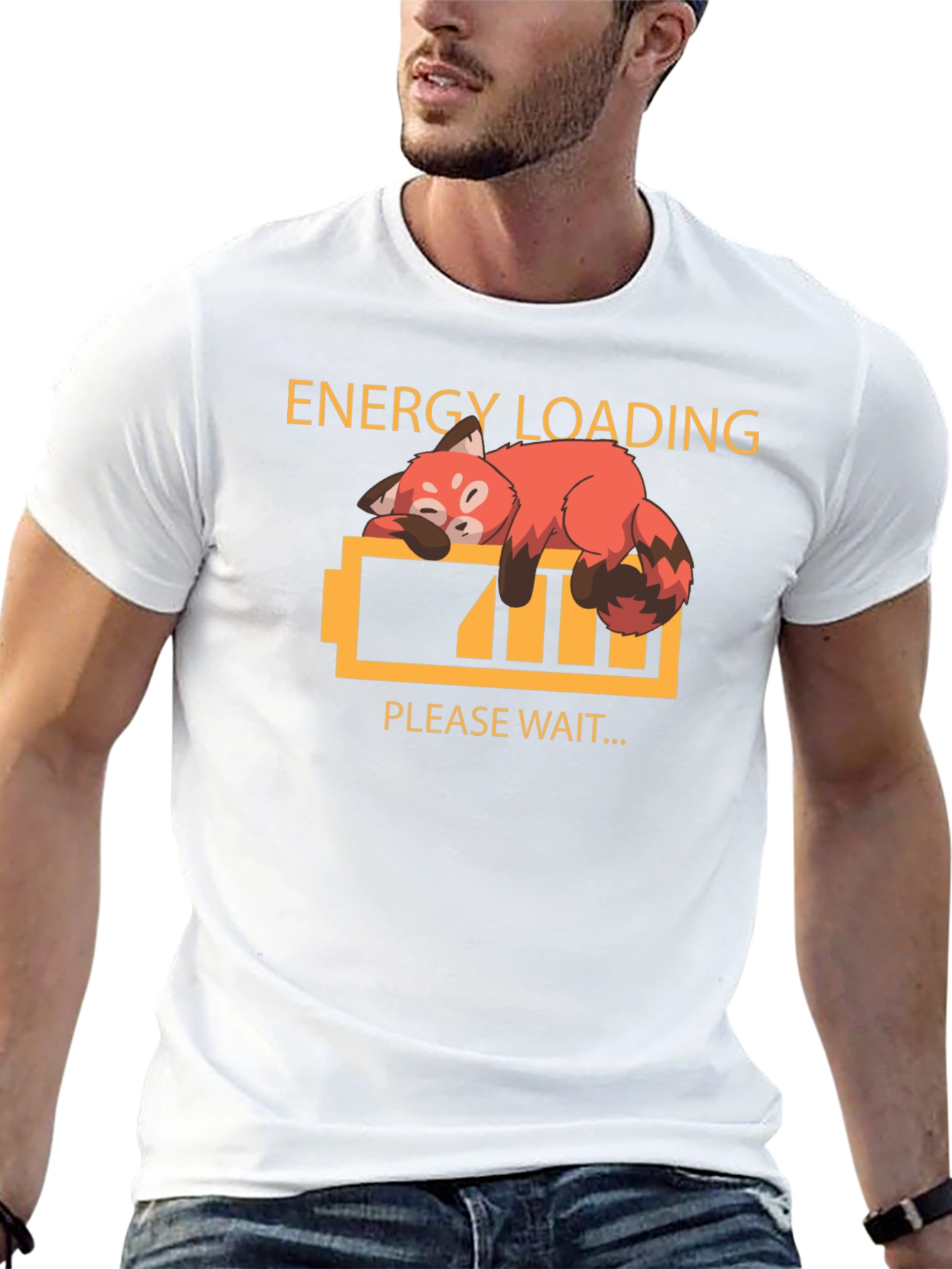 Black Energy Loading Funny Red Panda Graphic T-Shirt view 13