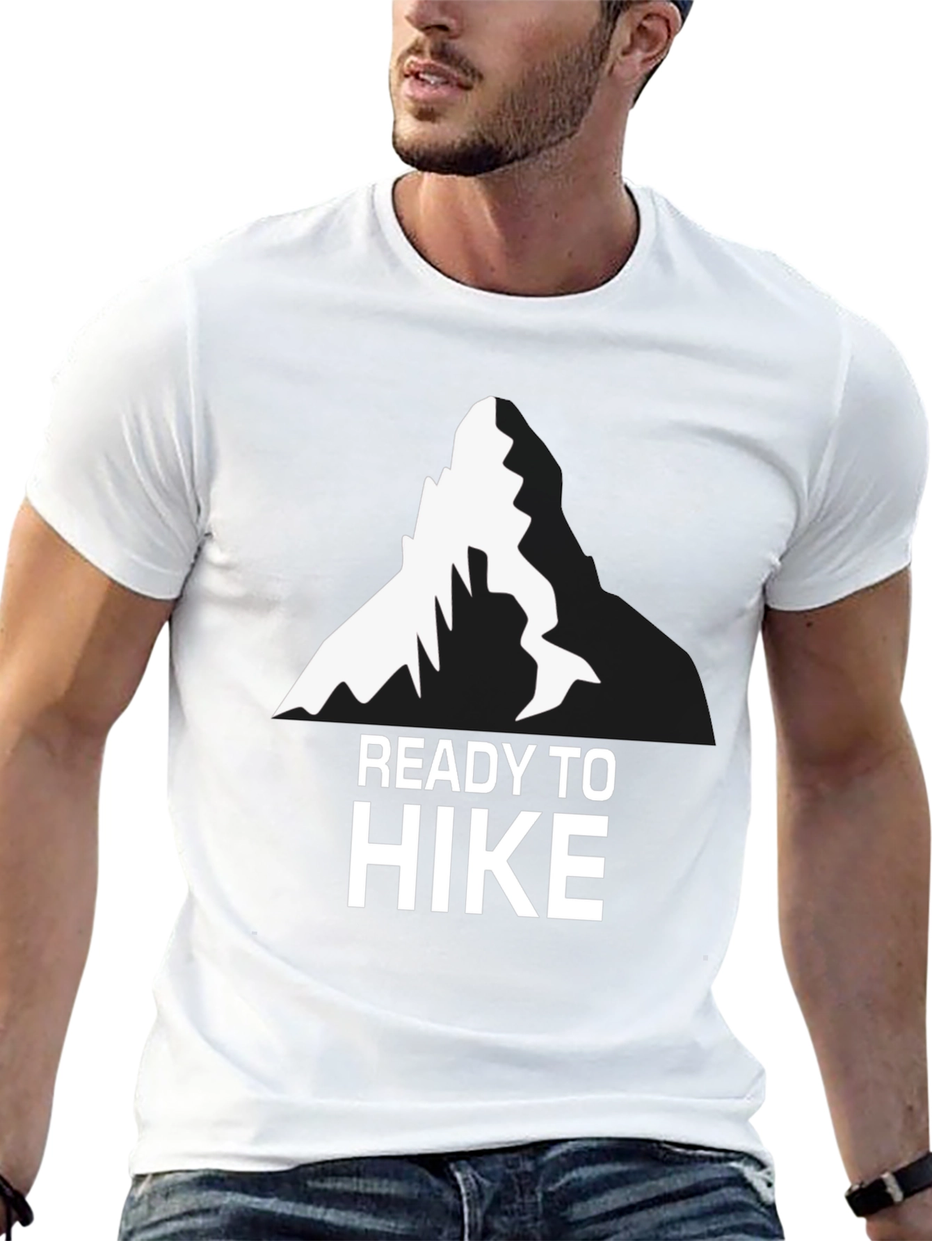 Black Ready To Hike T-Shirt - Mountain Design view 13