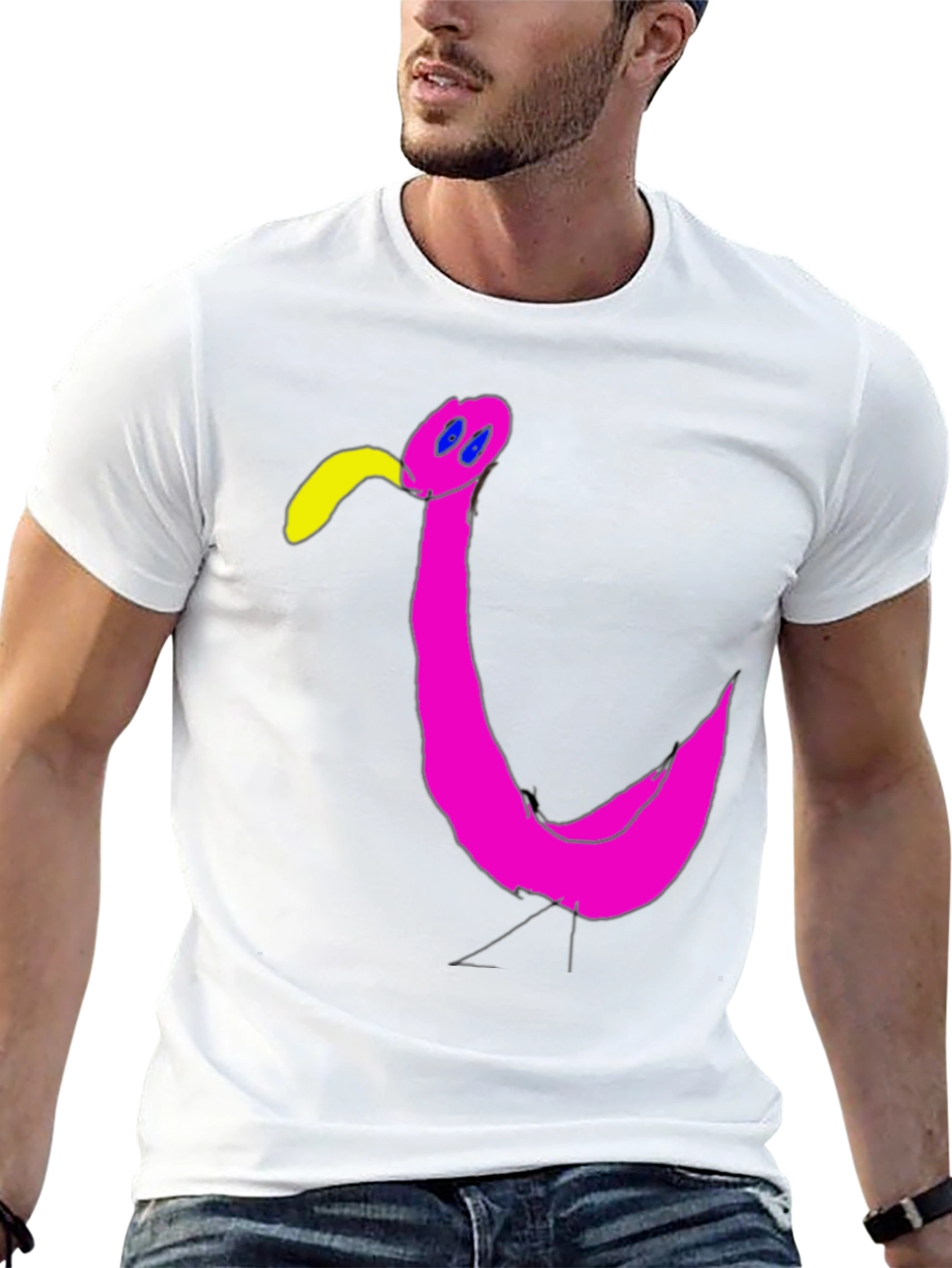 Black Funky Flamingo Black T-Shirt - Unique Graphic Tee view 13