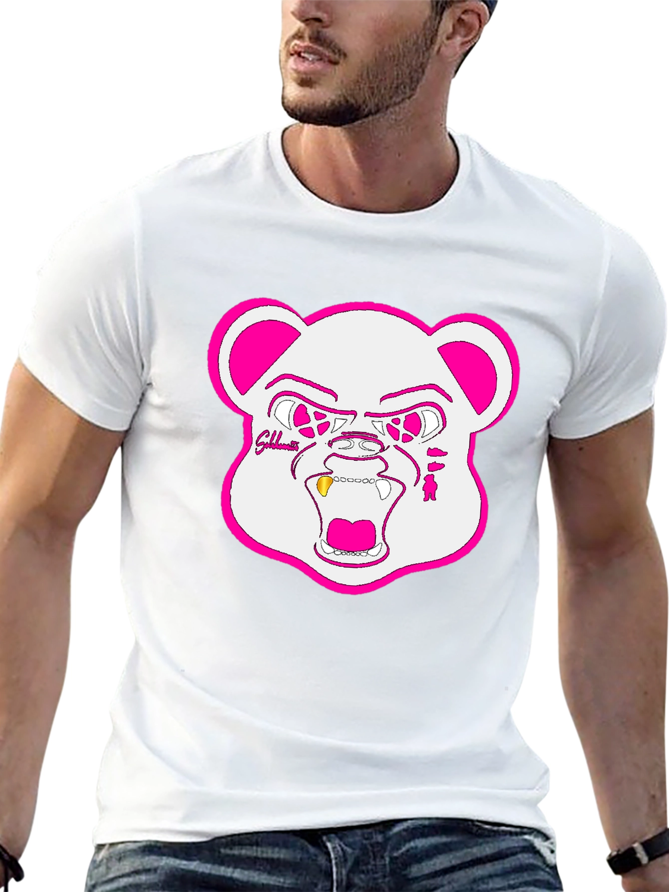 Black Black T-Shirt with Goldteeth Bear Graphic view 13