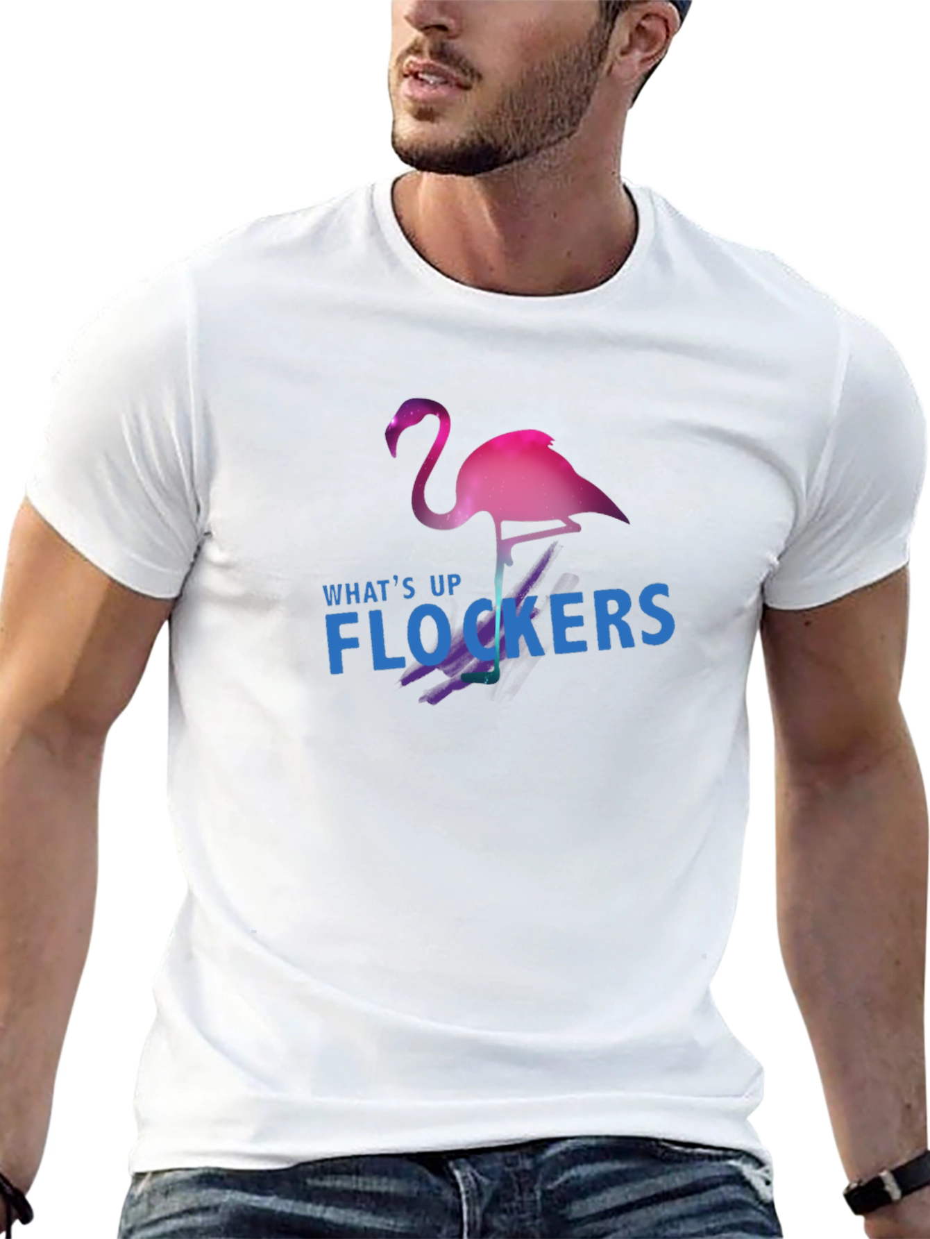 Black What's Up Flockers T-Shirt - Flamingo Graphic Tee view 13