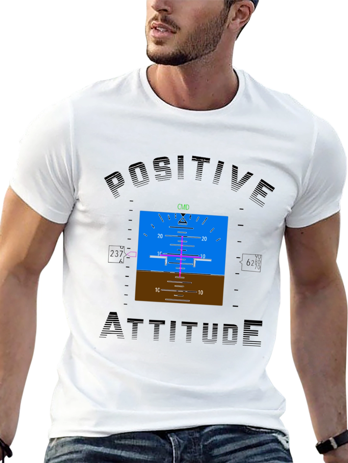 Black Positive Attitude Aviation T-Shirt view 13