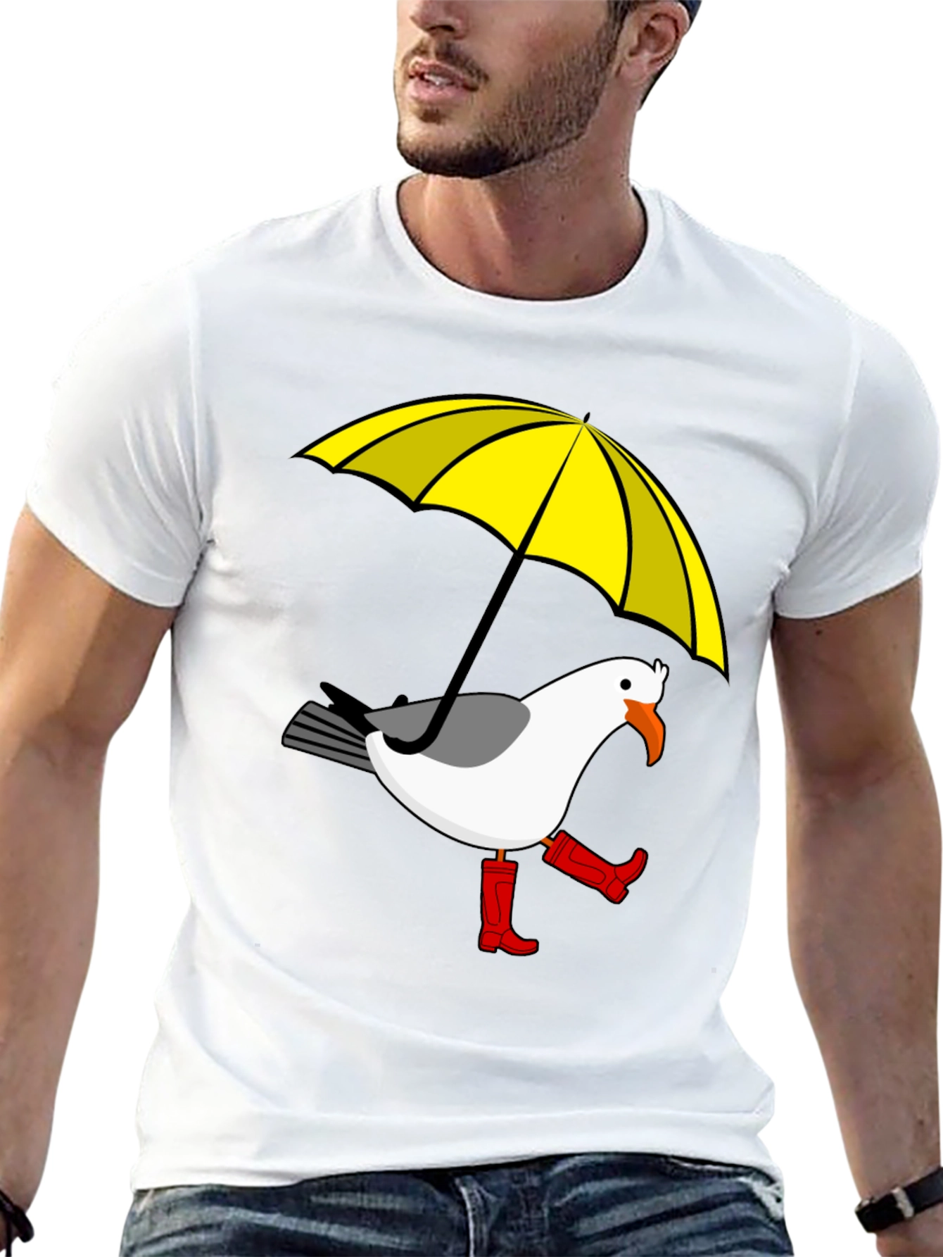Black Rainy Day Seagull T-Shirt view 13