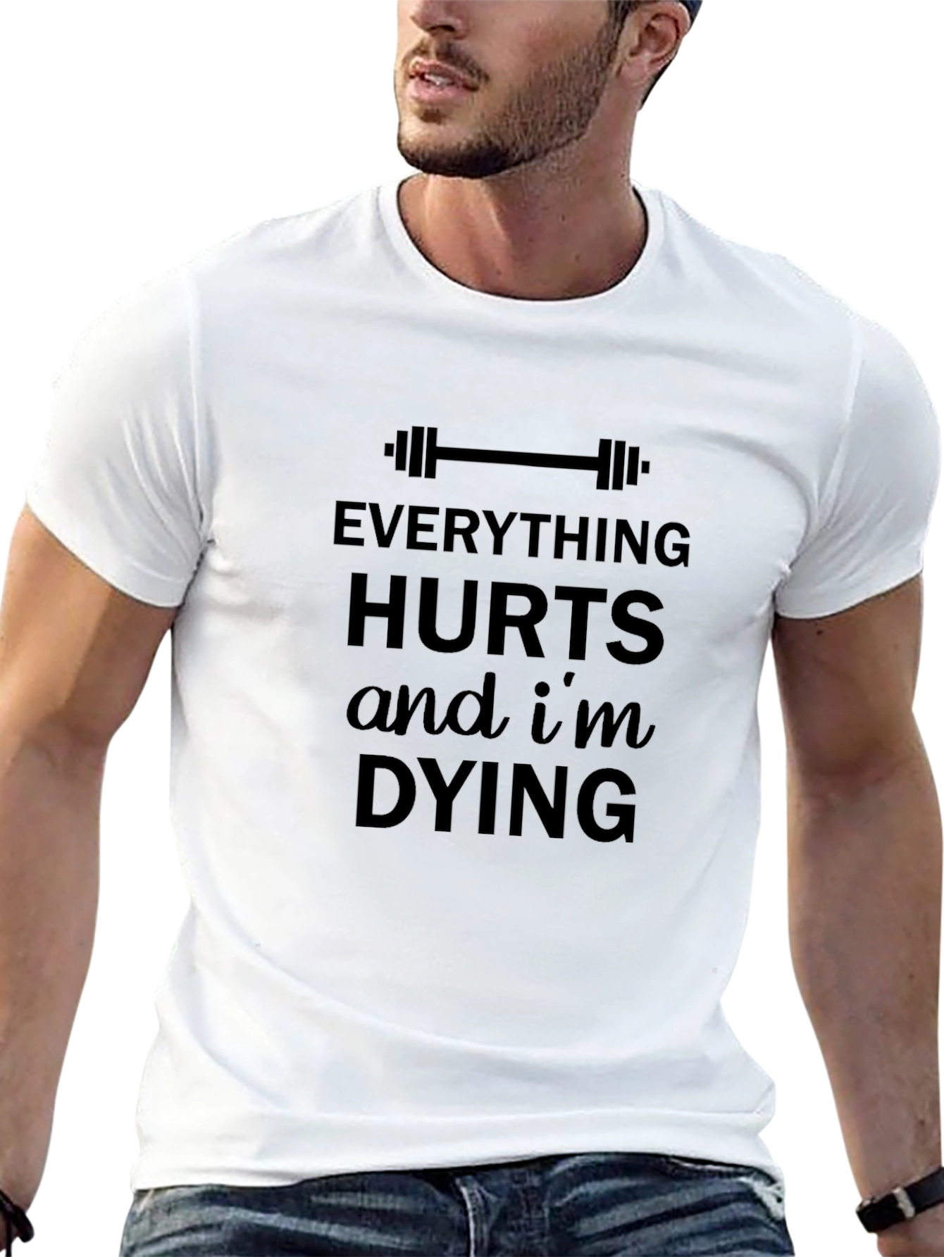 Black Everything Hurts Funny Workout Gym T-Shirt view 13
