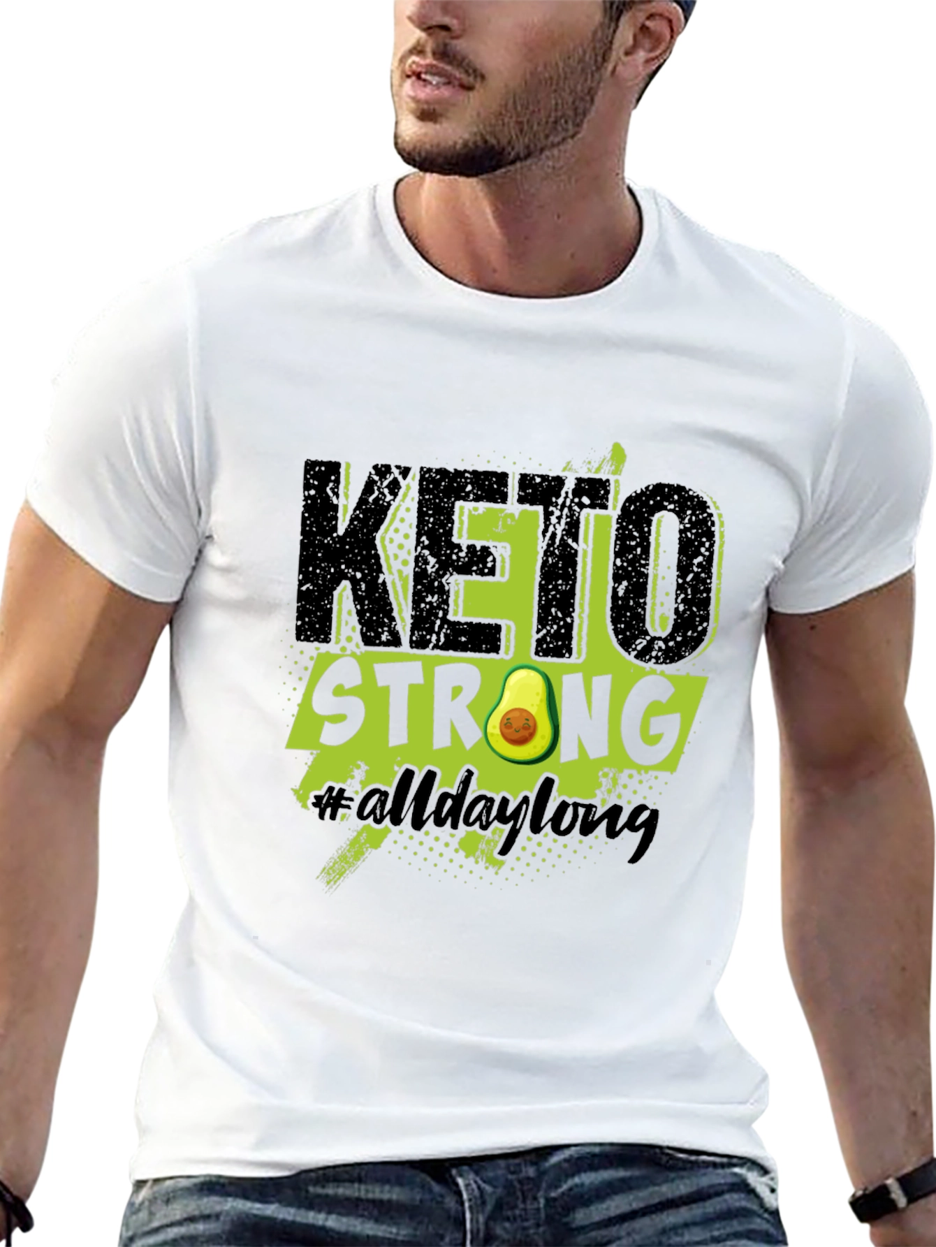 Black Keto Strong Avocado Graphic T-Shirt view 13