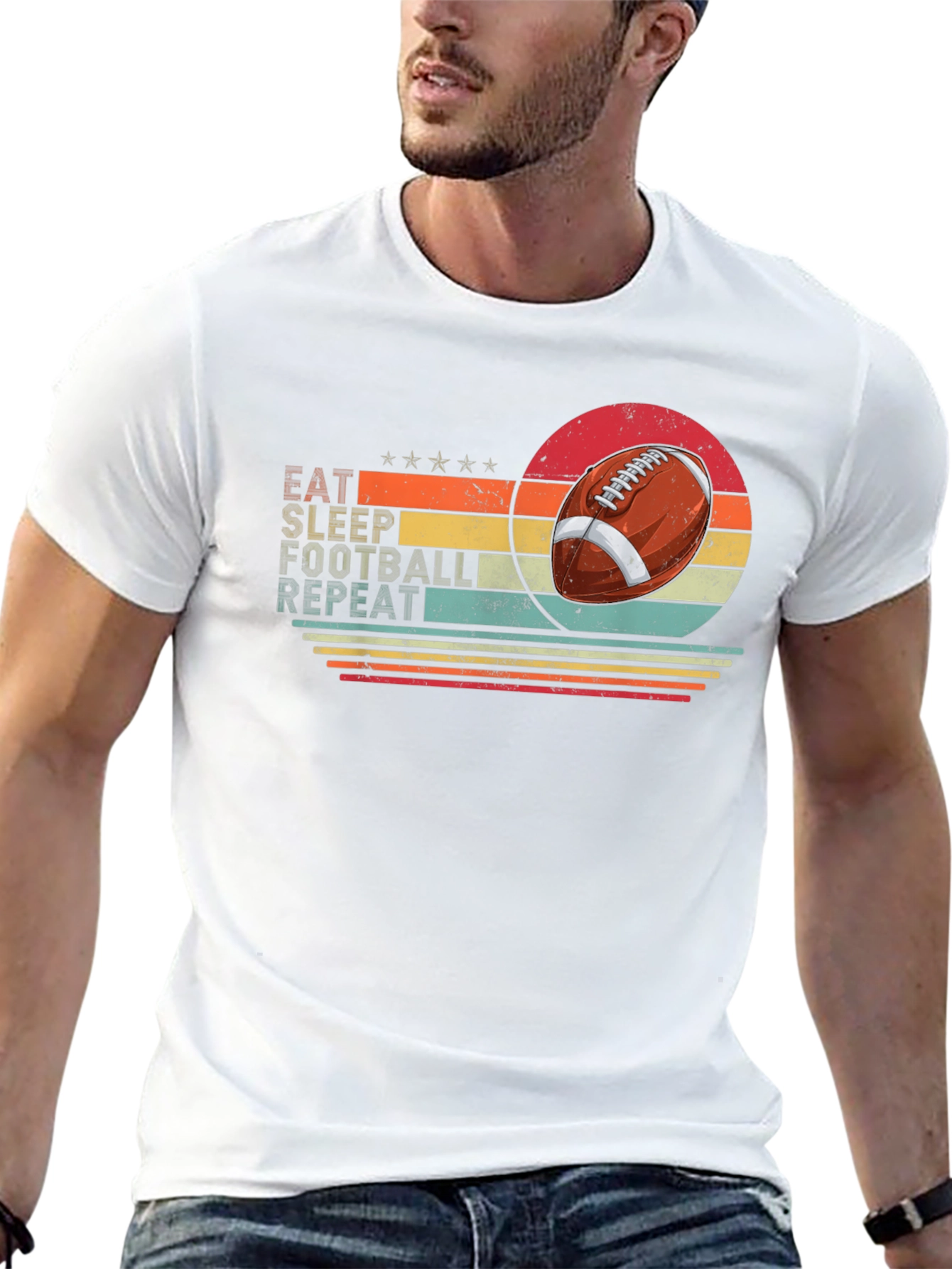 Black Eat Sleep Football Repeat Black T-Shirt view 13