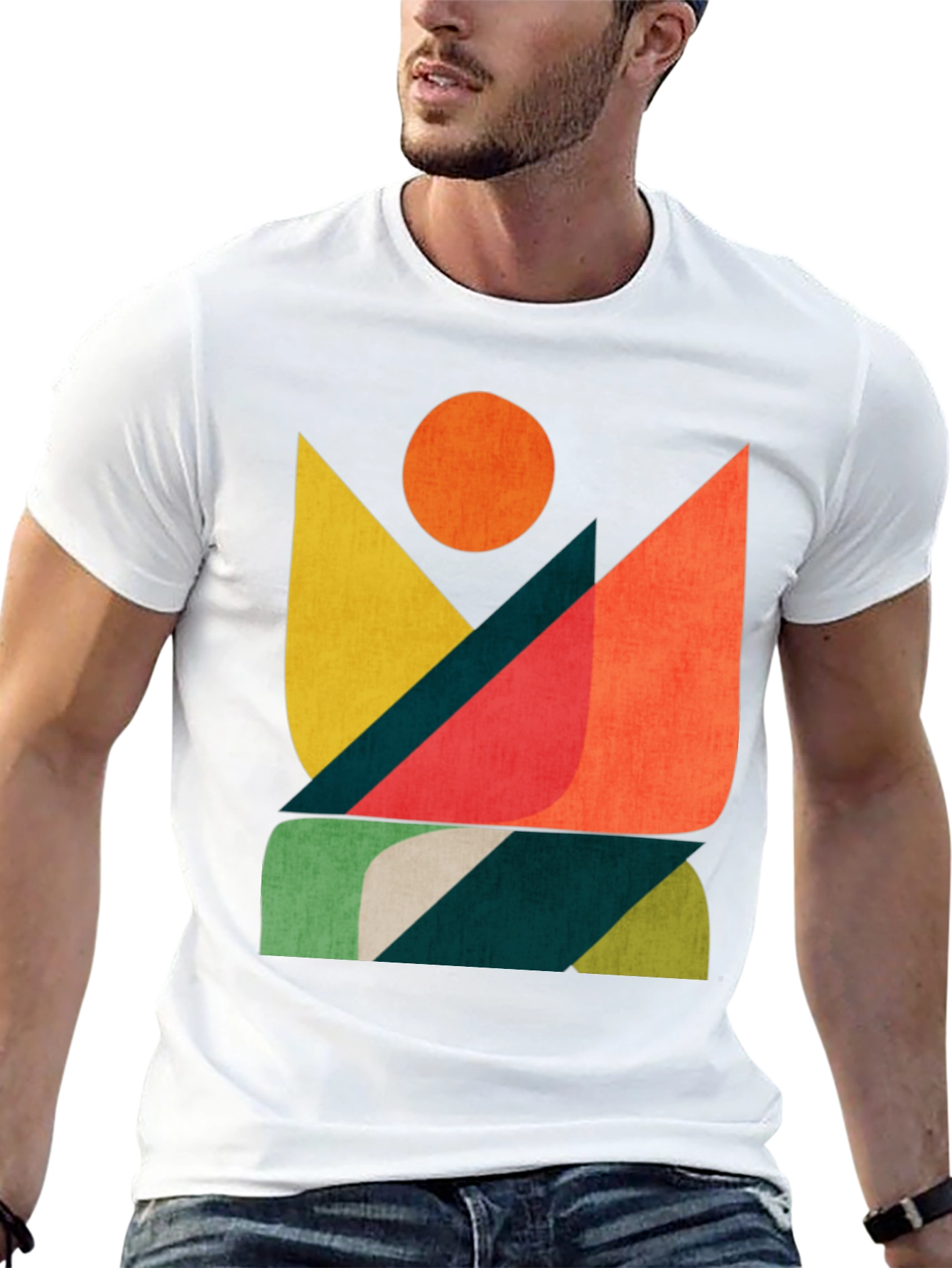 Black Abstract Graphic Print Men's T-Shirt view 13