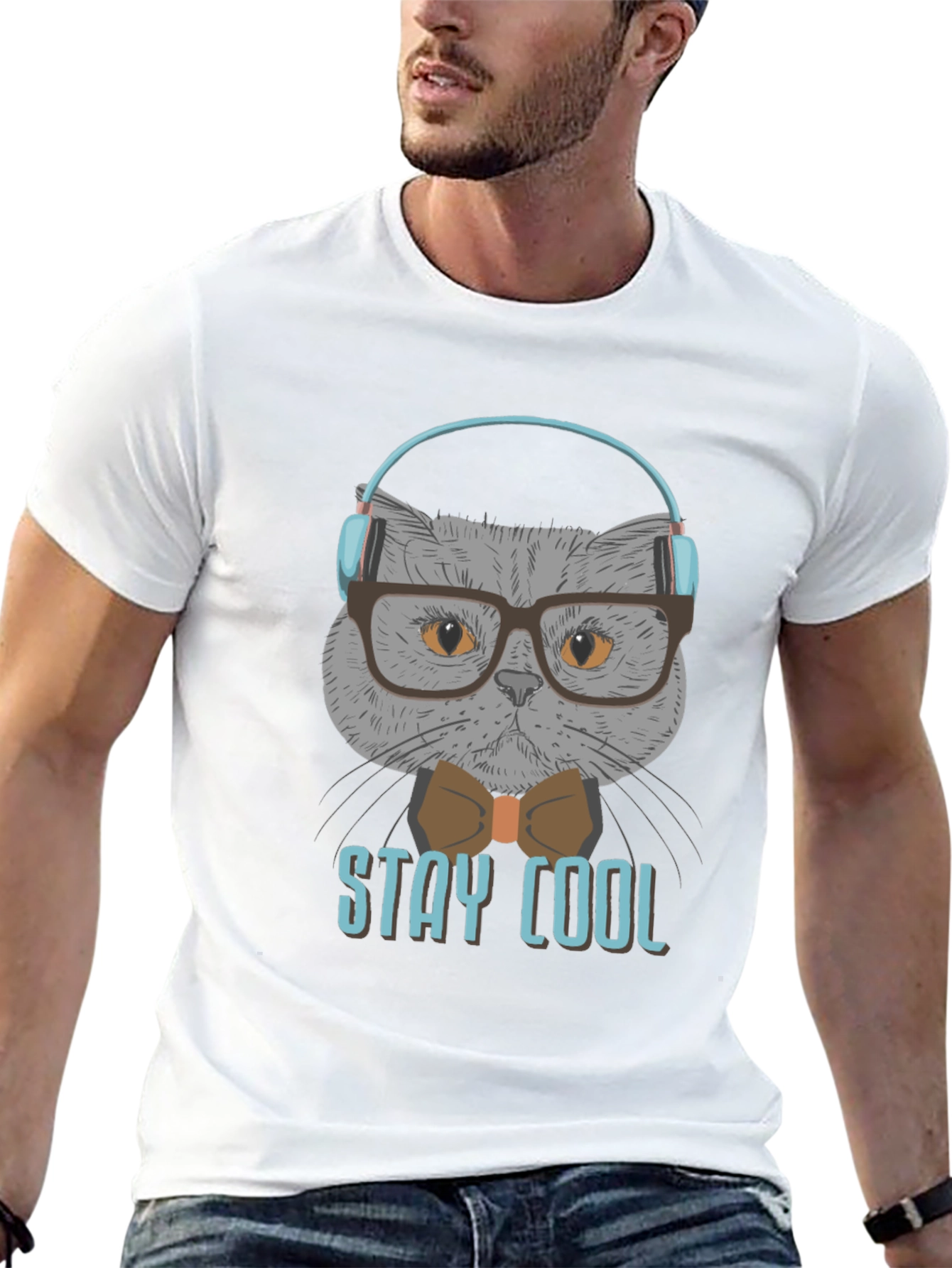 Black Stay Cool Cat T-Shirt - Trendy Graphic Tee view 13