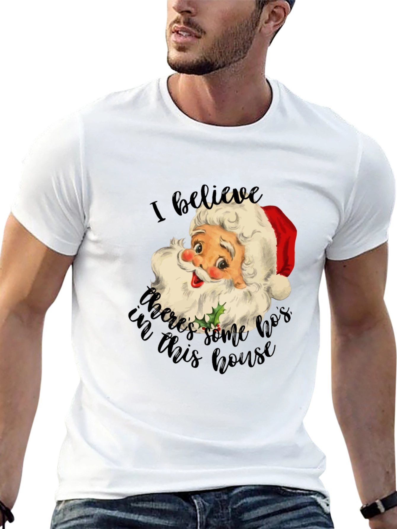 Black Funny Santa HOs Christmas T-Shirt view 13