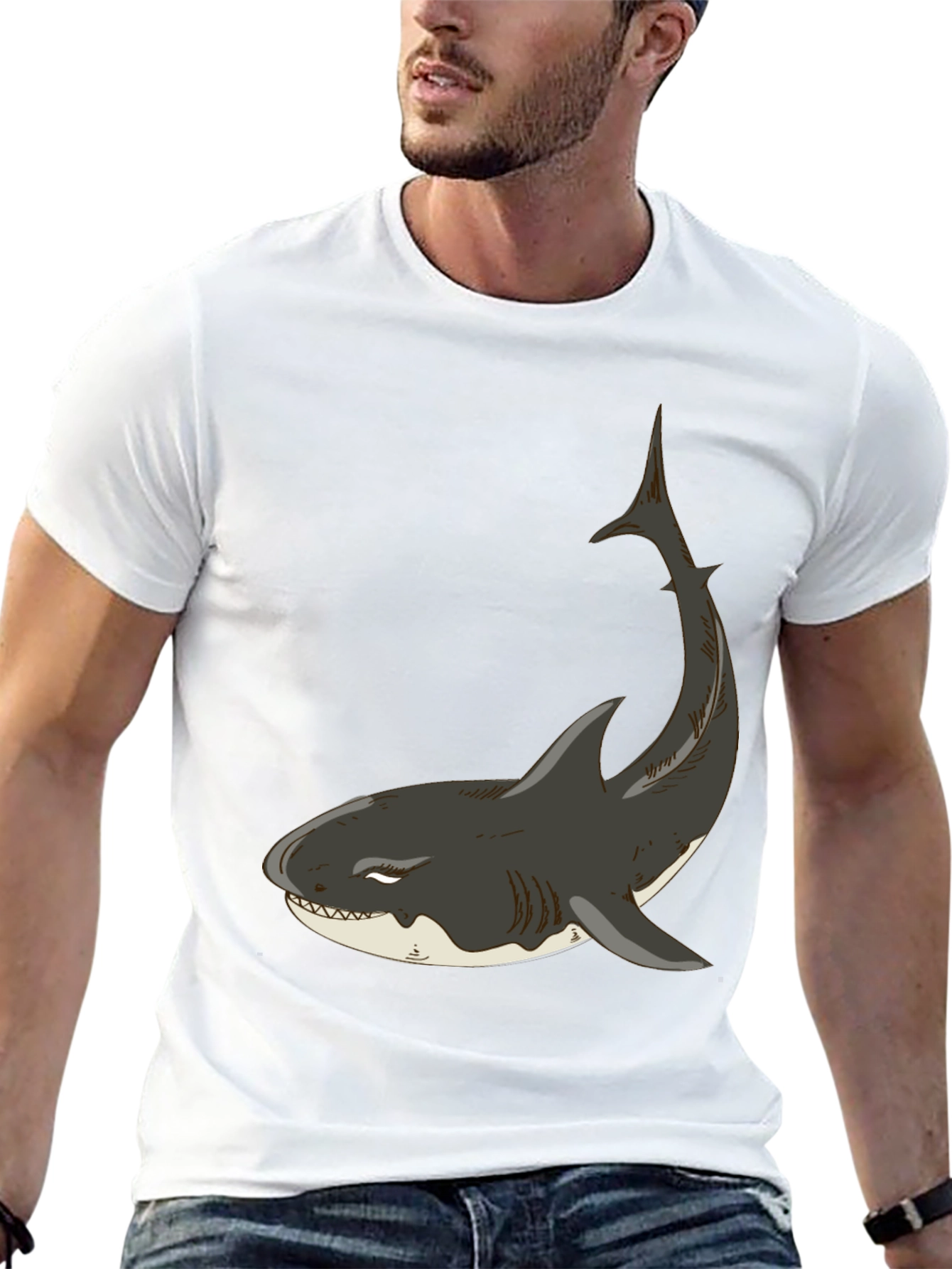 Black Cool Shark Graphic Black T-Shirt view 13