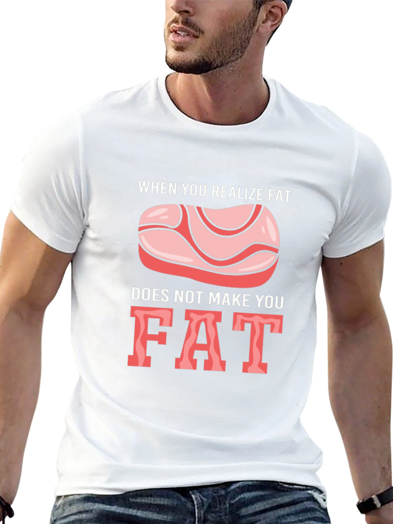 Black Funny 'Fat' T-Shirt - Dietary Humor Tee view 13