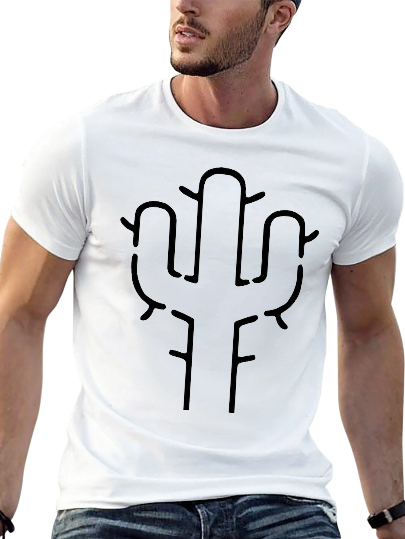 Black Cactus Graphic Tee - Minimalist Desert Style view 13