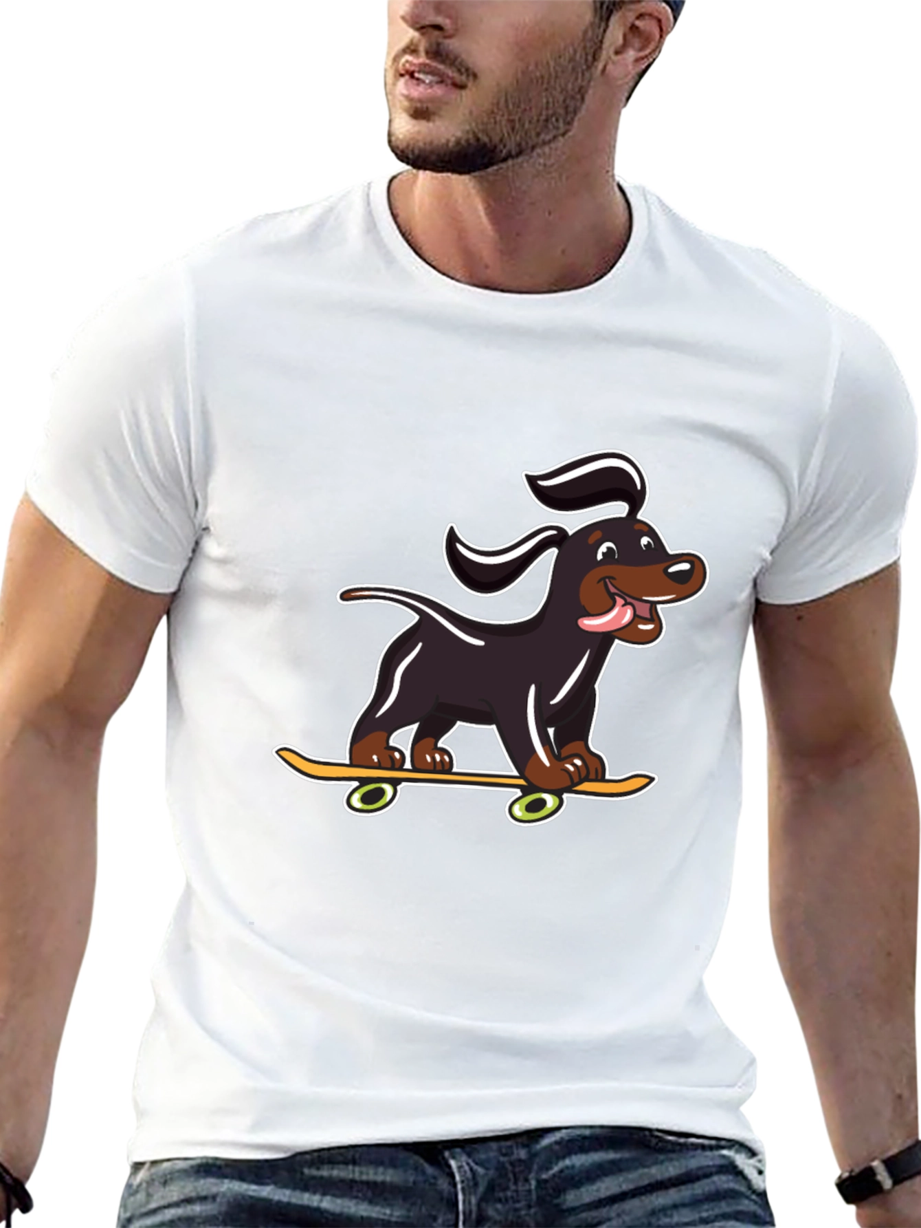 Black Skateboarding Dog Graphic T-Shirt view 13