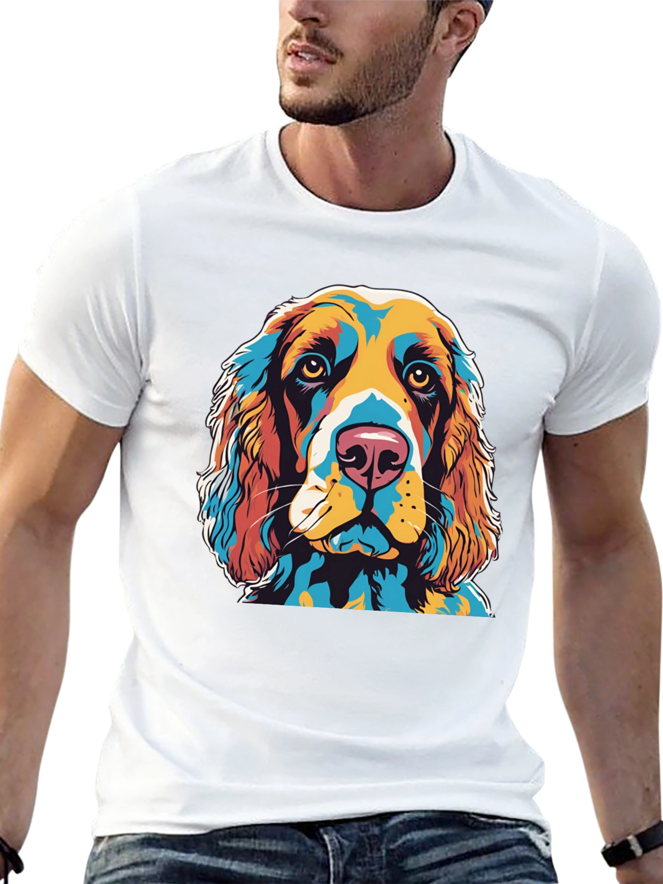 Black Colorful Dog Portrait Graphic T-Shirt view 13
