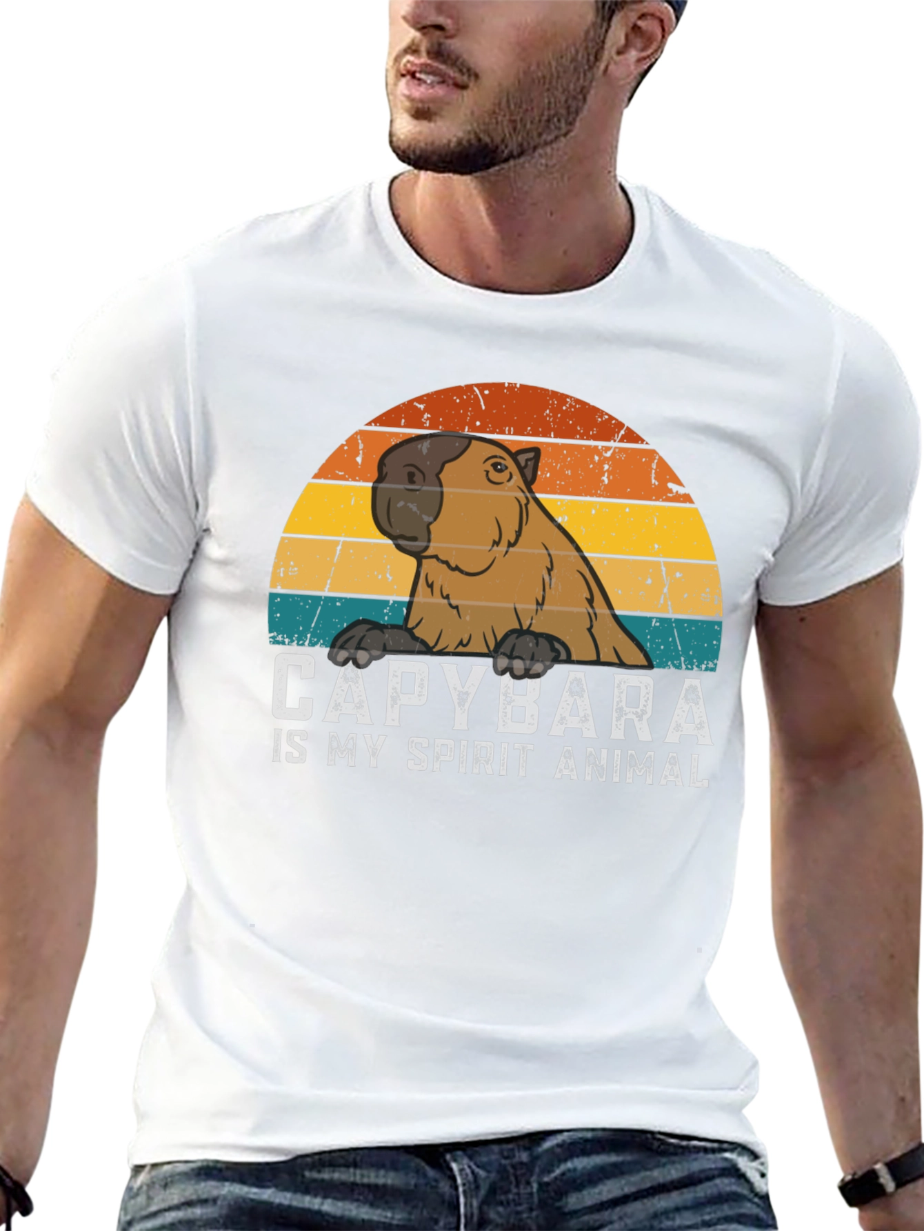 Black Capybara Spirit Animal Graphic Tee - Cool Retro Design view 13