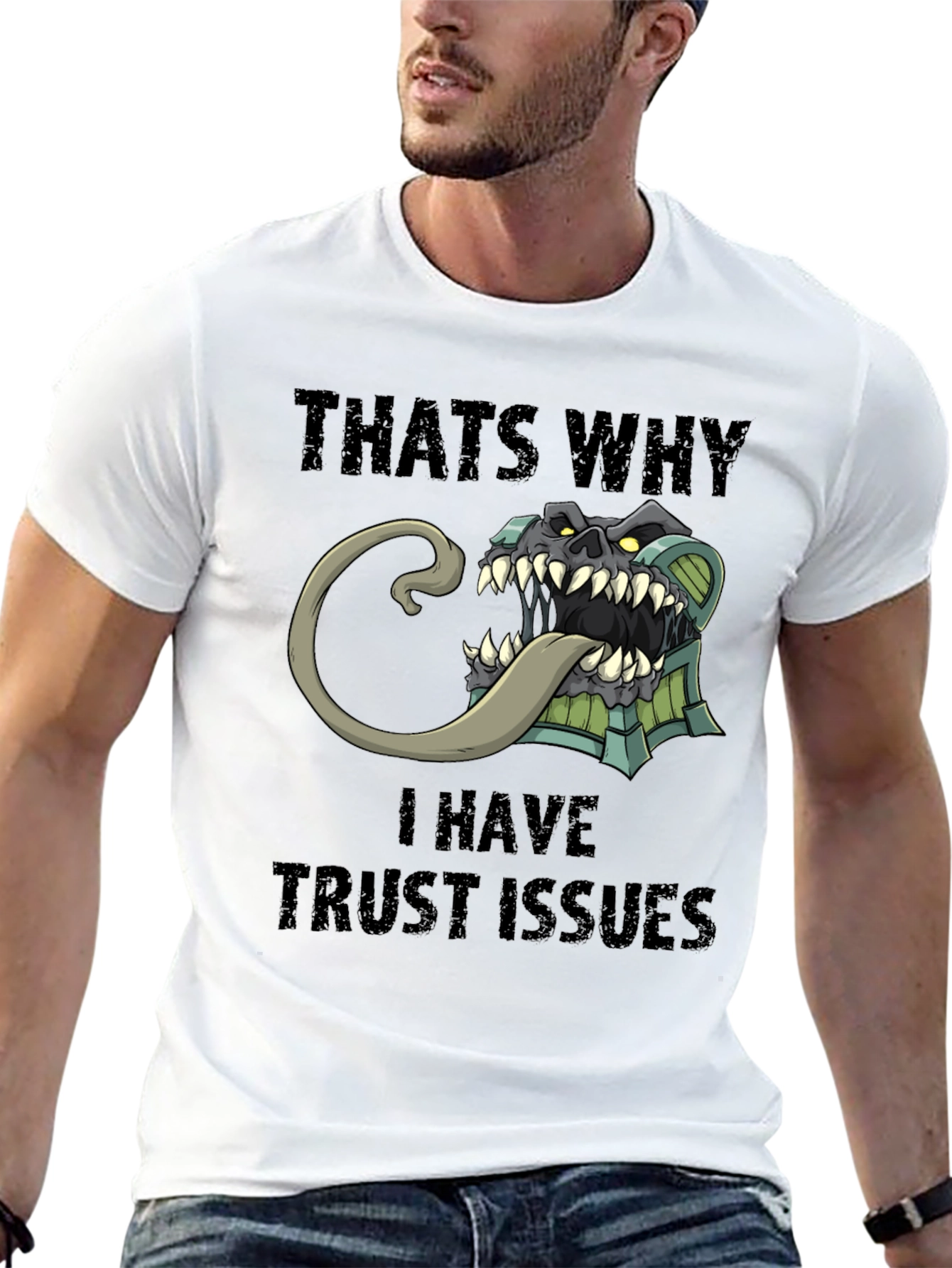Black Trust Issues T-Shirt Funny Mimic Monster Tee view 13