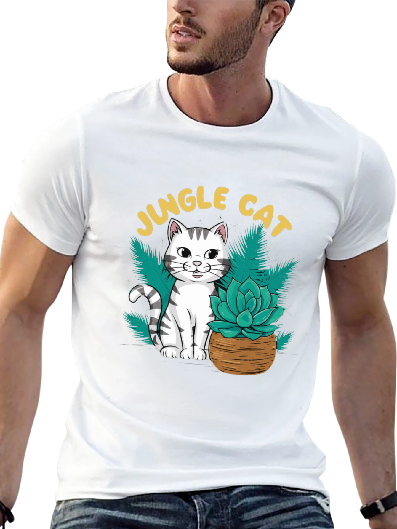 Black Jungle Cat Graphic T-Shirt - Cool Cat Lover Tee view 13